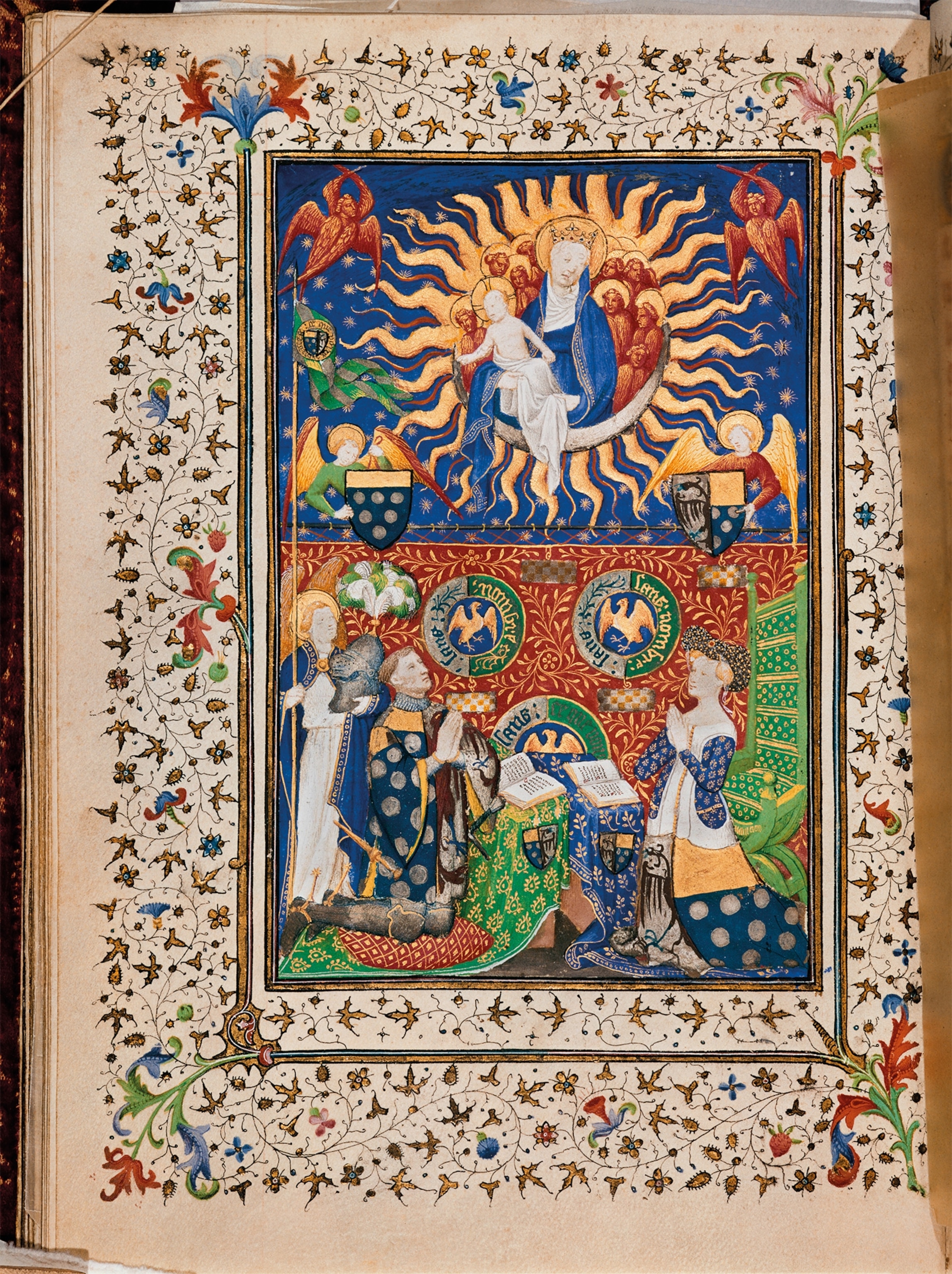 French knight and military leader Boucicaut prays with his wife in this 15th- century miniature housed at the Musée Jacquemart-André in Paris.