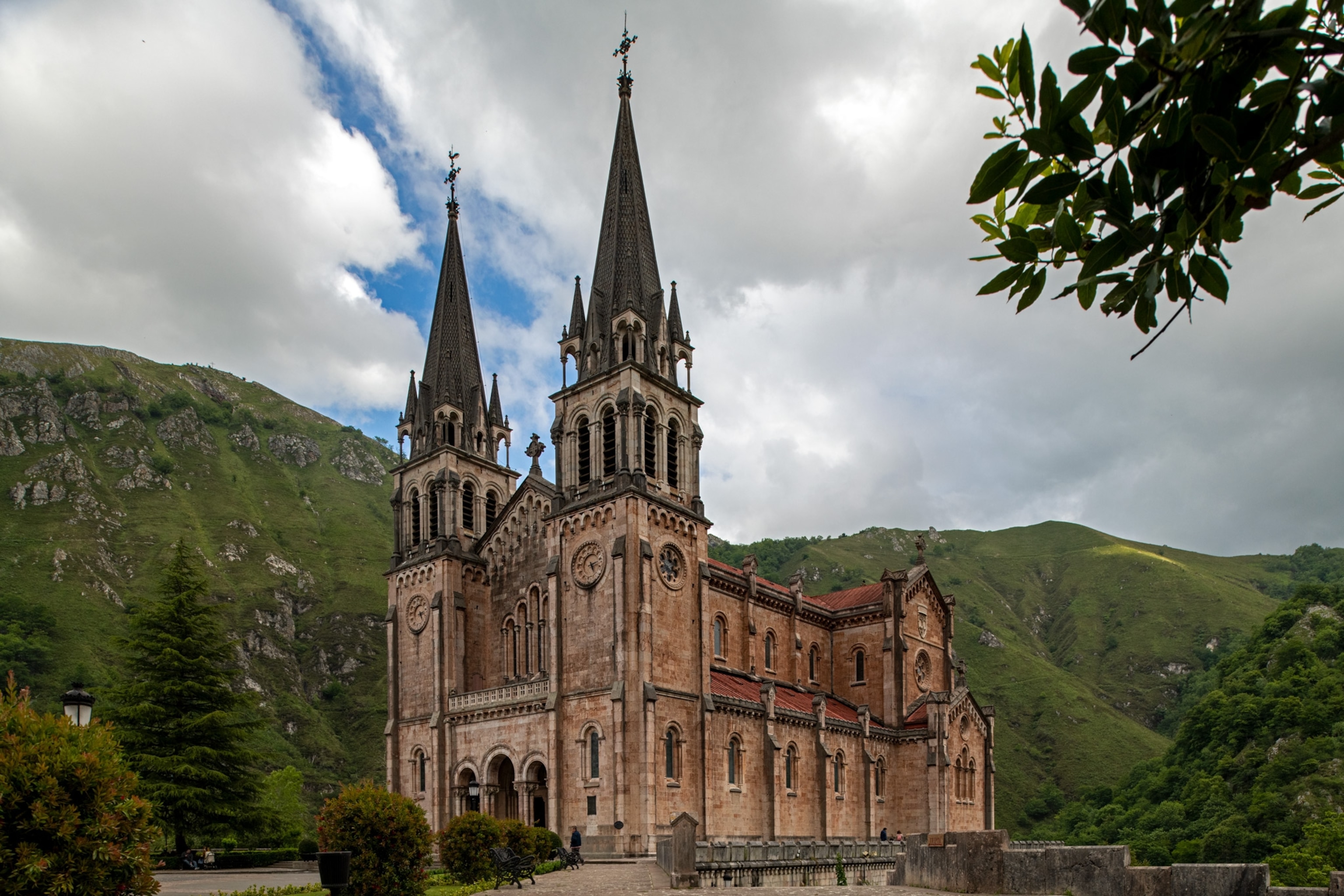church in covadonga, asturias, spain