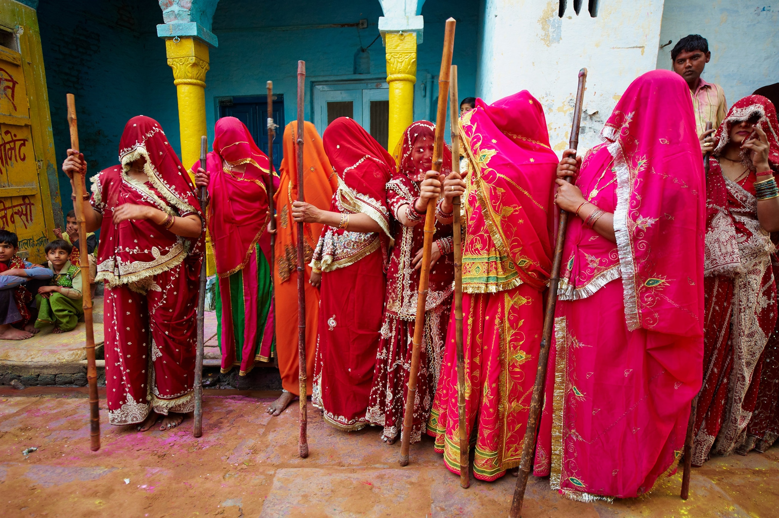 women wearing saris during the Holi festival