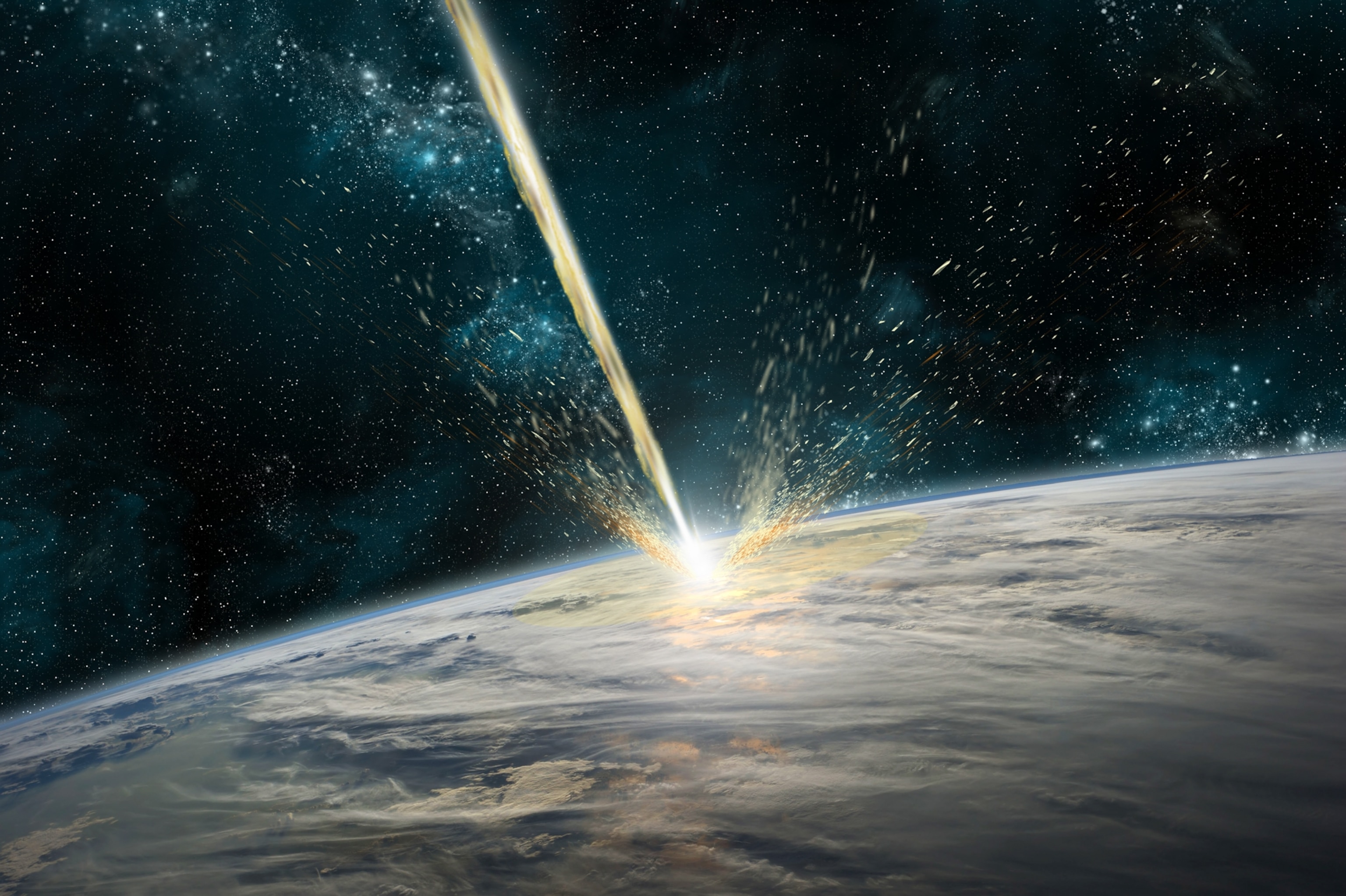 Illustration of a meteorite colliding