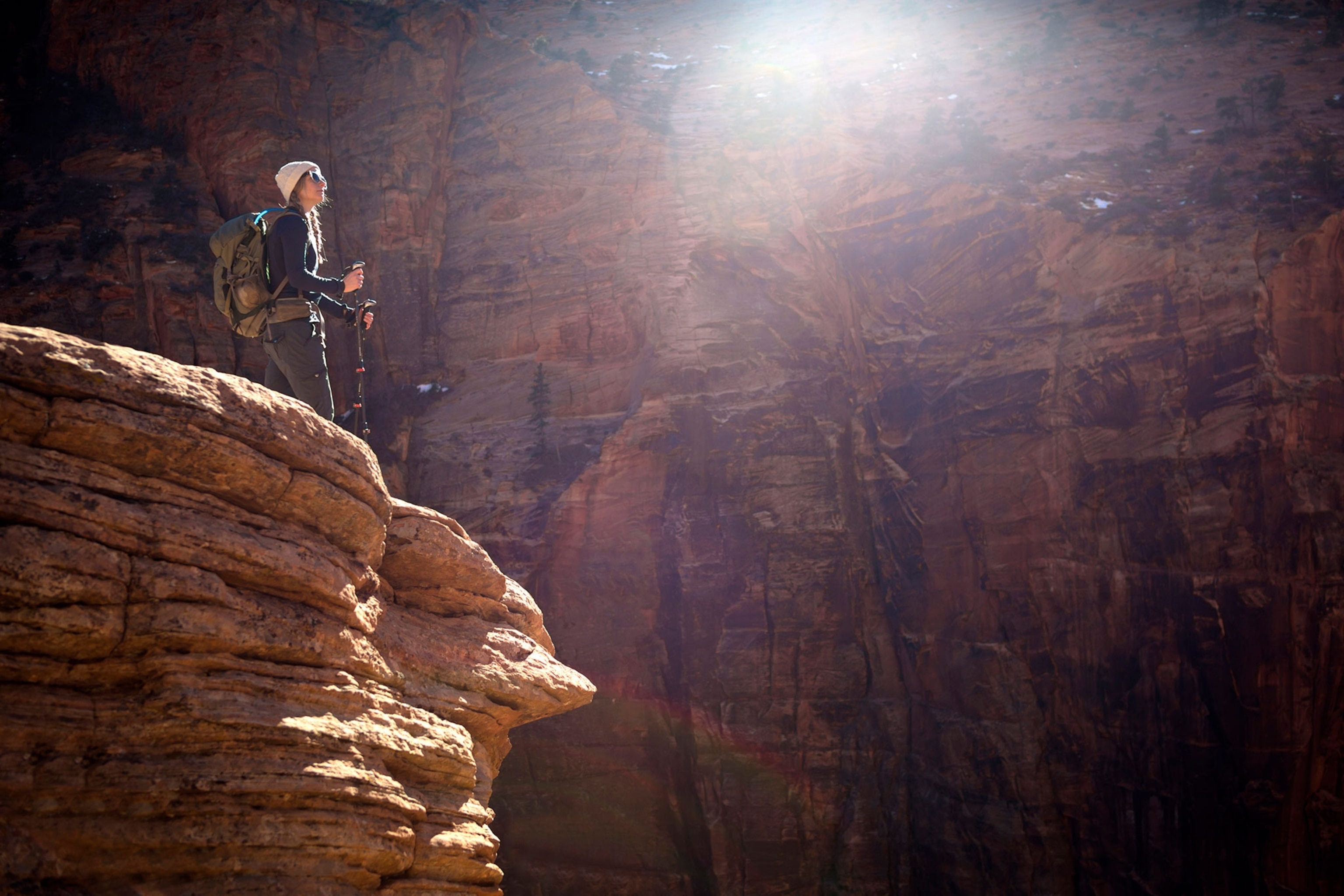 a hiker in Zion National Park