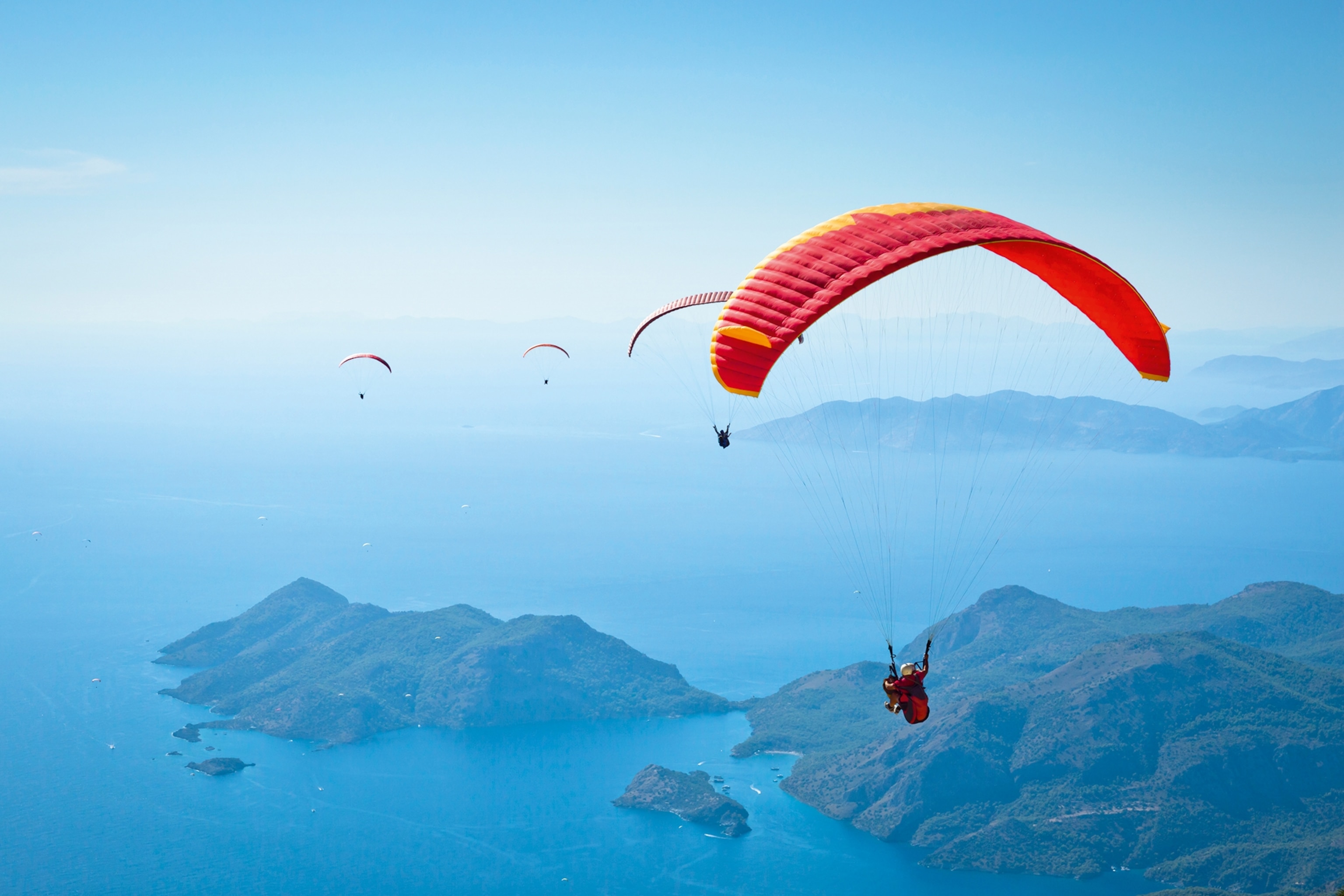 Person paragliding over Ölüdeniz, Turkey