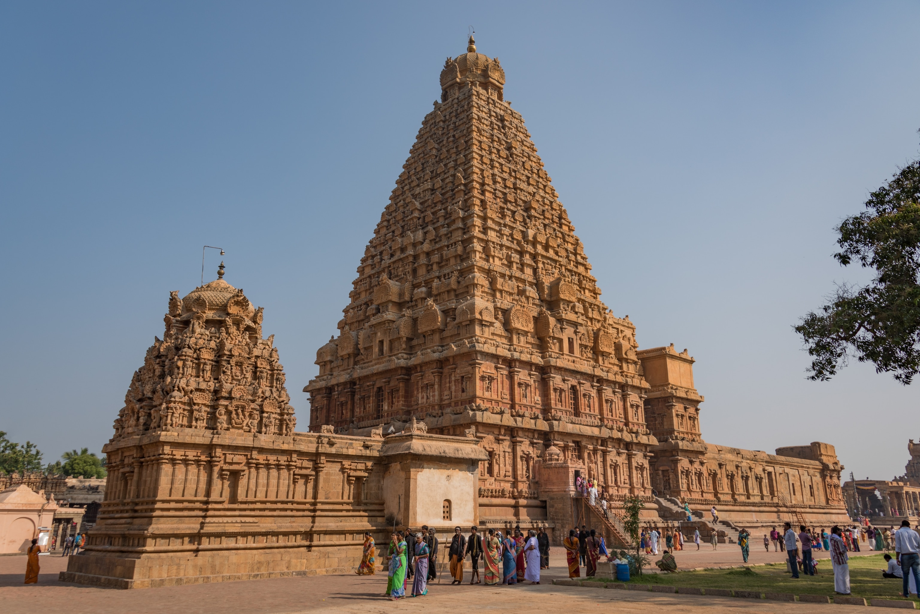 Ornate pointed structure covered in hundreds of small statues