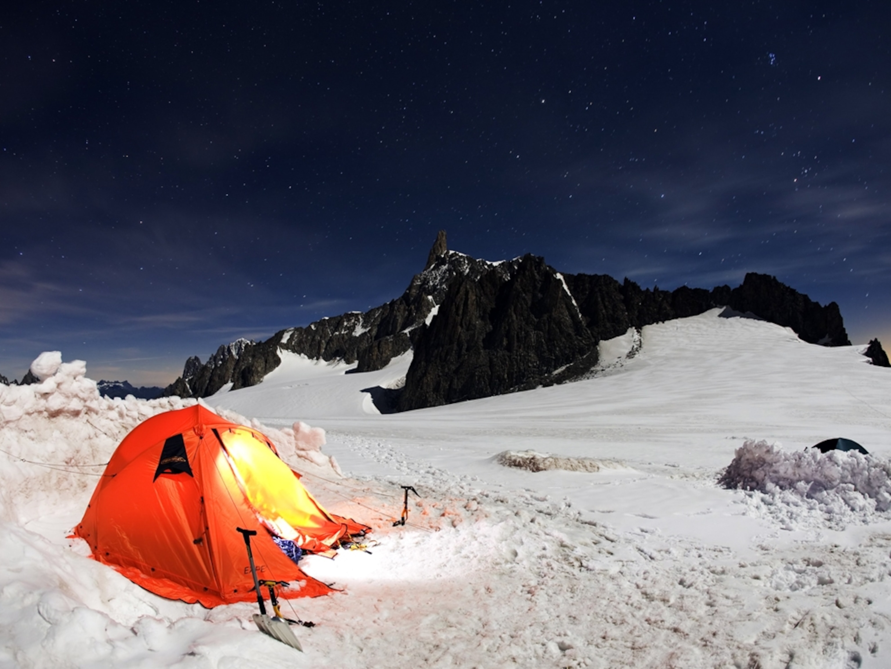 Mountain peak at night