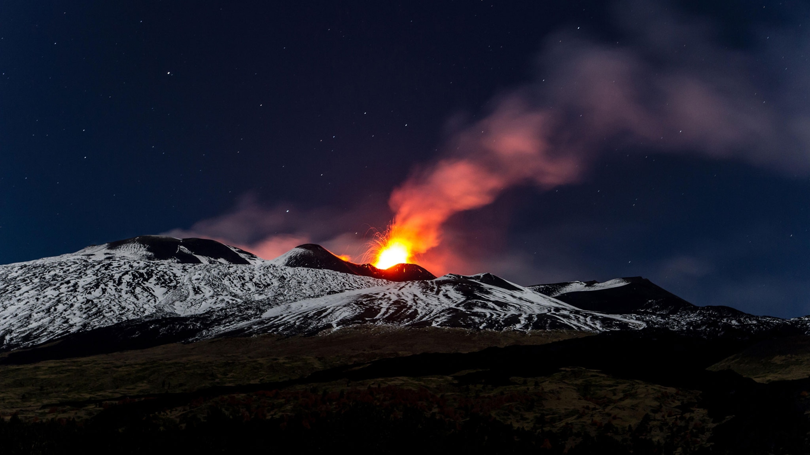Mount Etna erupting in Sicily.