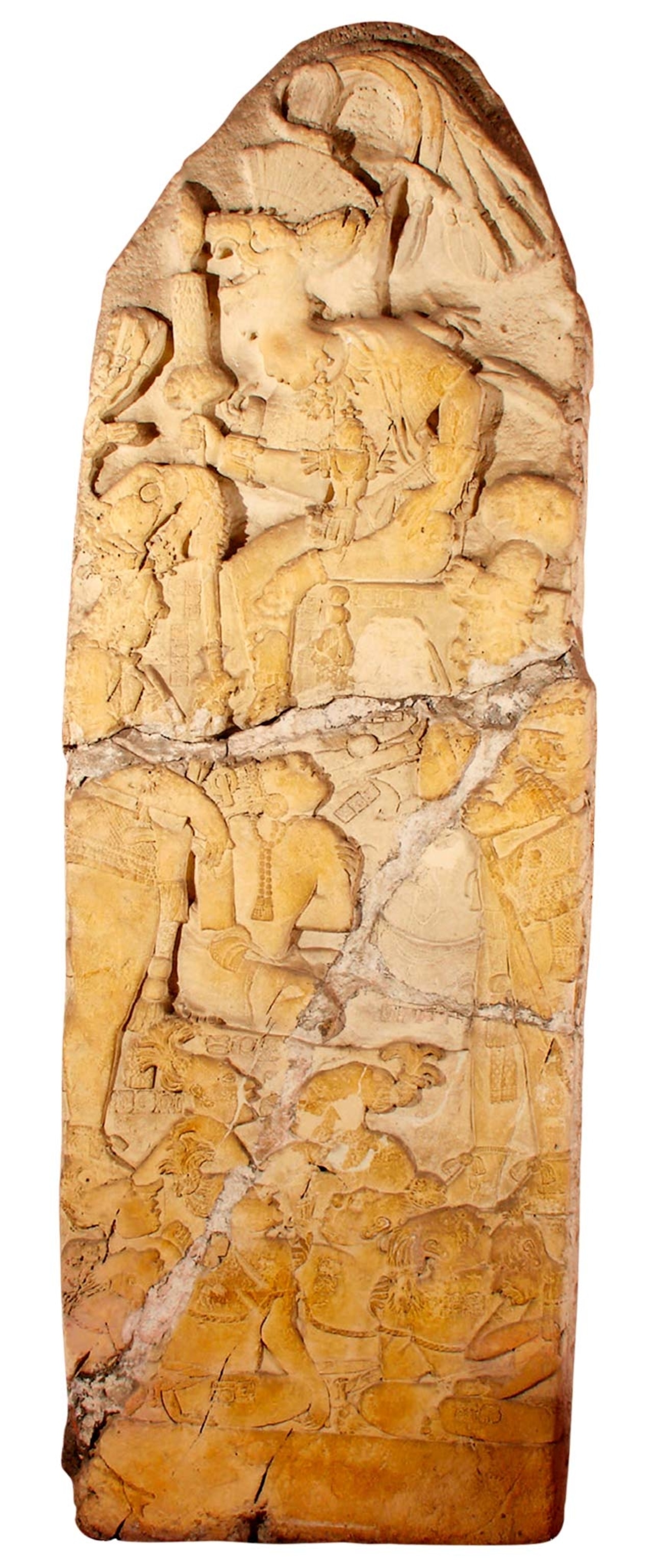 Stela 12, a block of stone with a scene carved into it