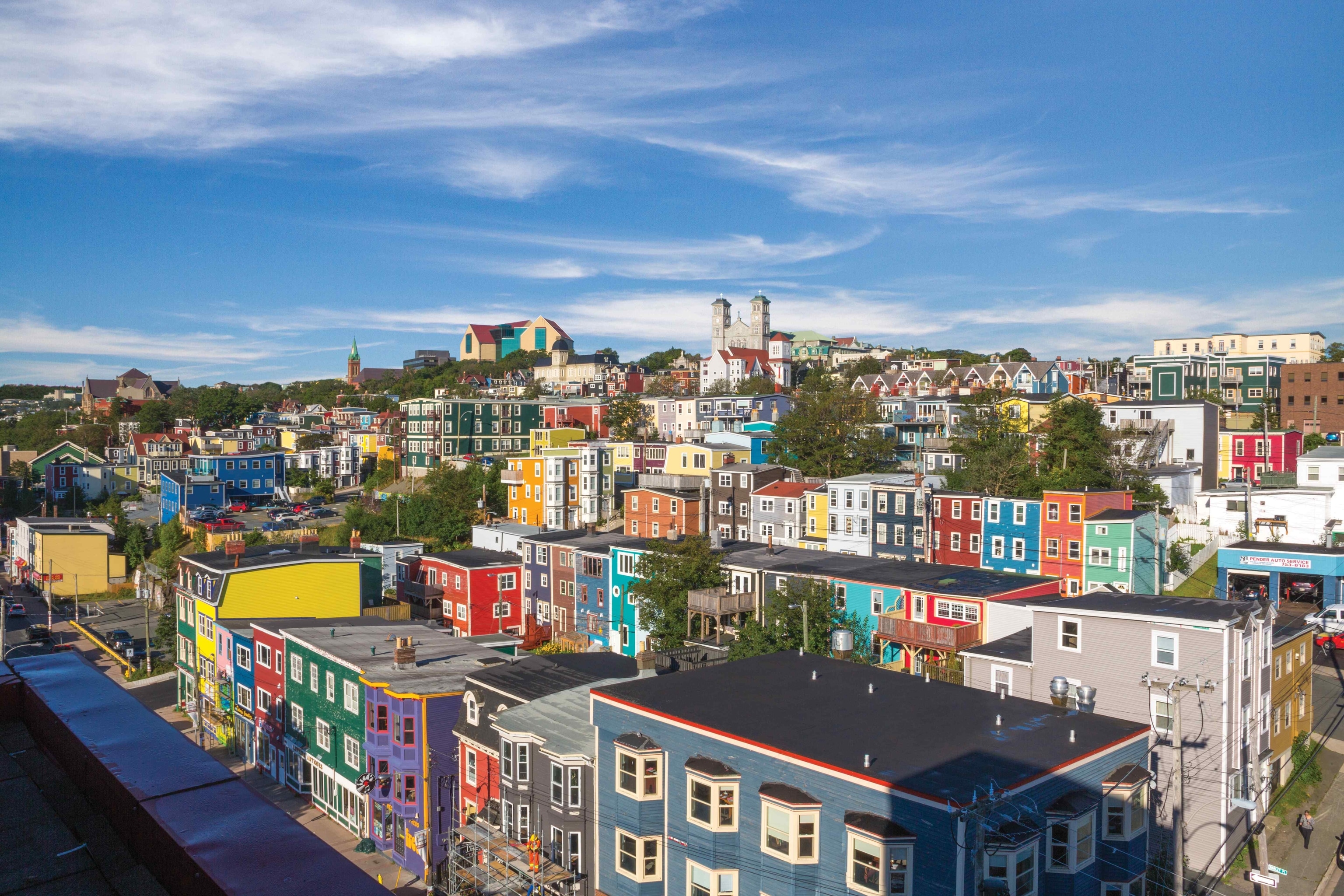 A colorful view of St. John's city