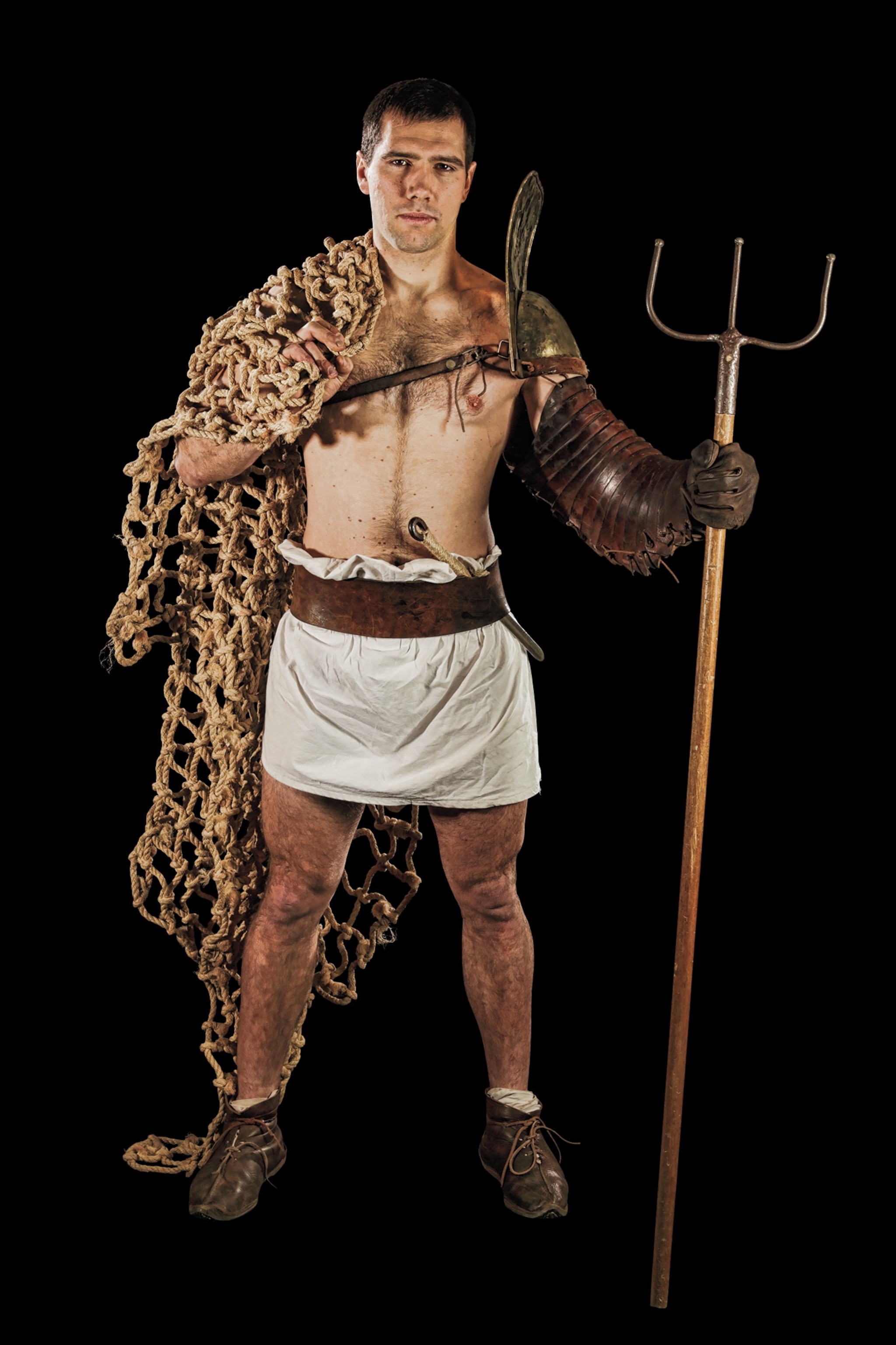Named for the Roman word for net (rete), the “net man” was an arena staple and the secutor’s usual foil. He carried a trident, short knife, and weighted net, but no helmet or shield.