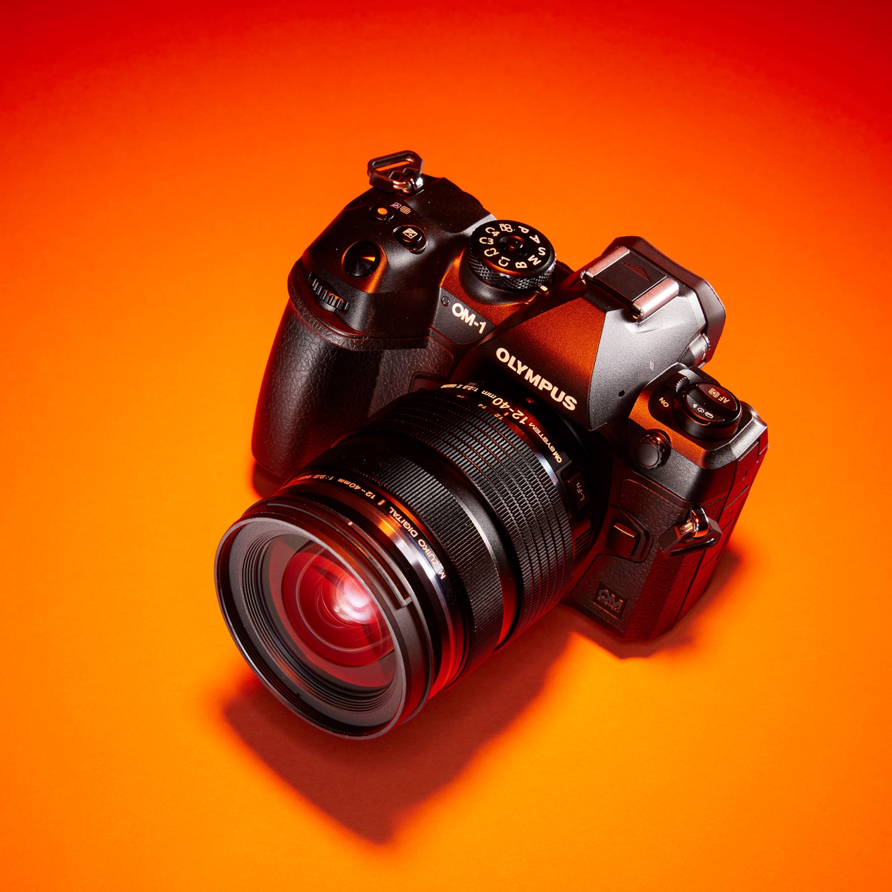 Studio photograph of the OM System OM-1 camera, made for the 2023 National Geographic 2023 travel camera guide