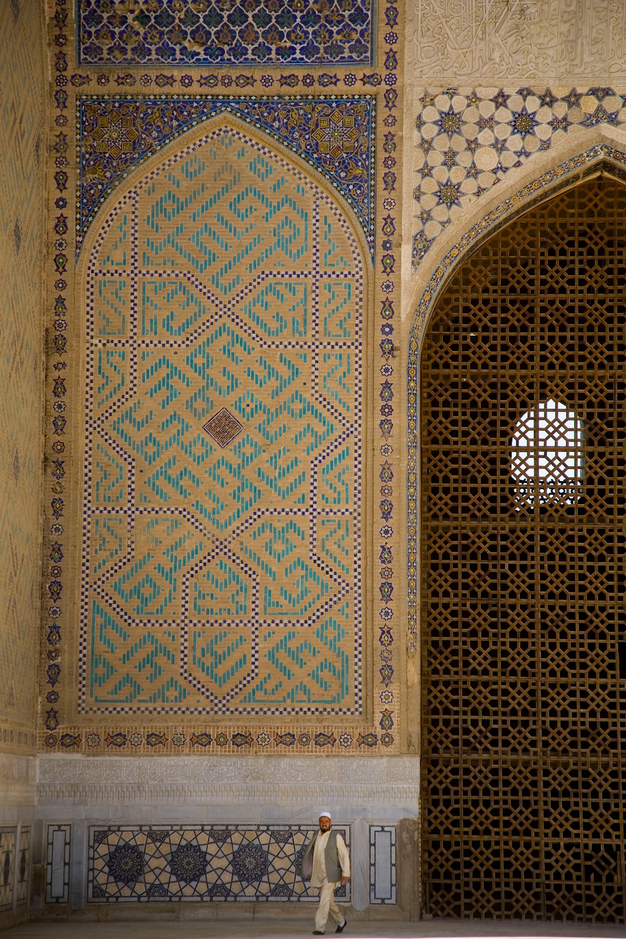 a detail of the 15th century Bibi Khanum mosque and Koranic school