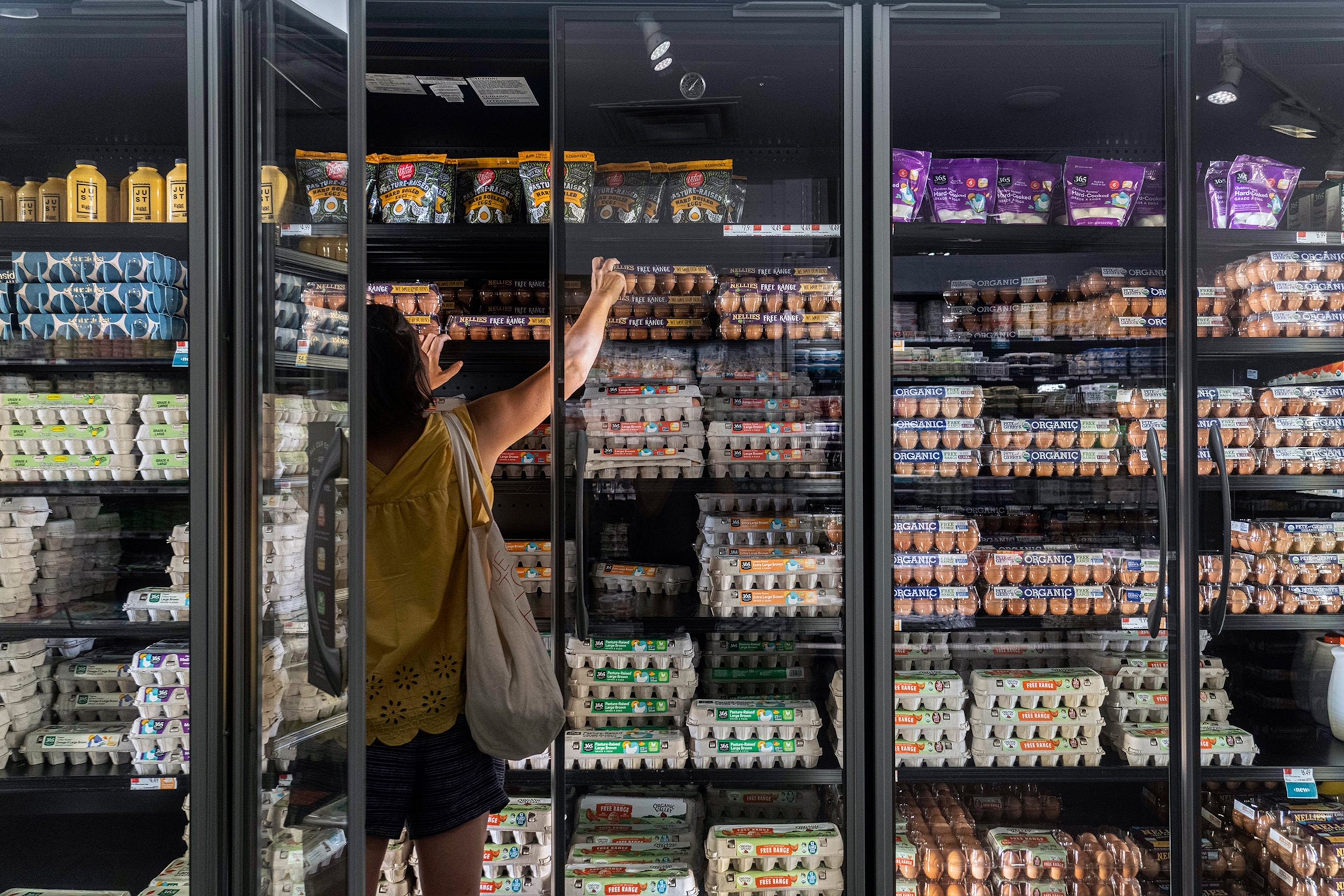 A woman shops for groceries.