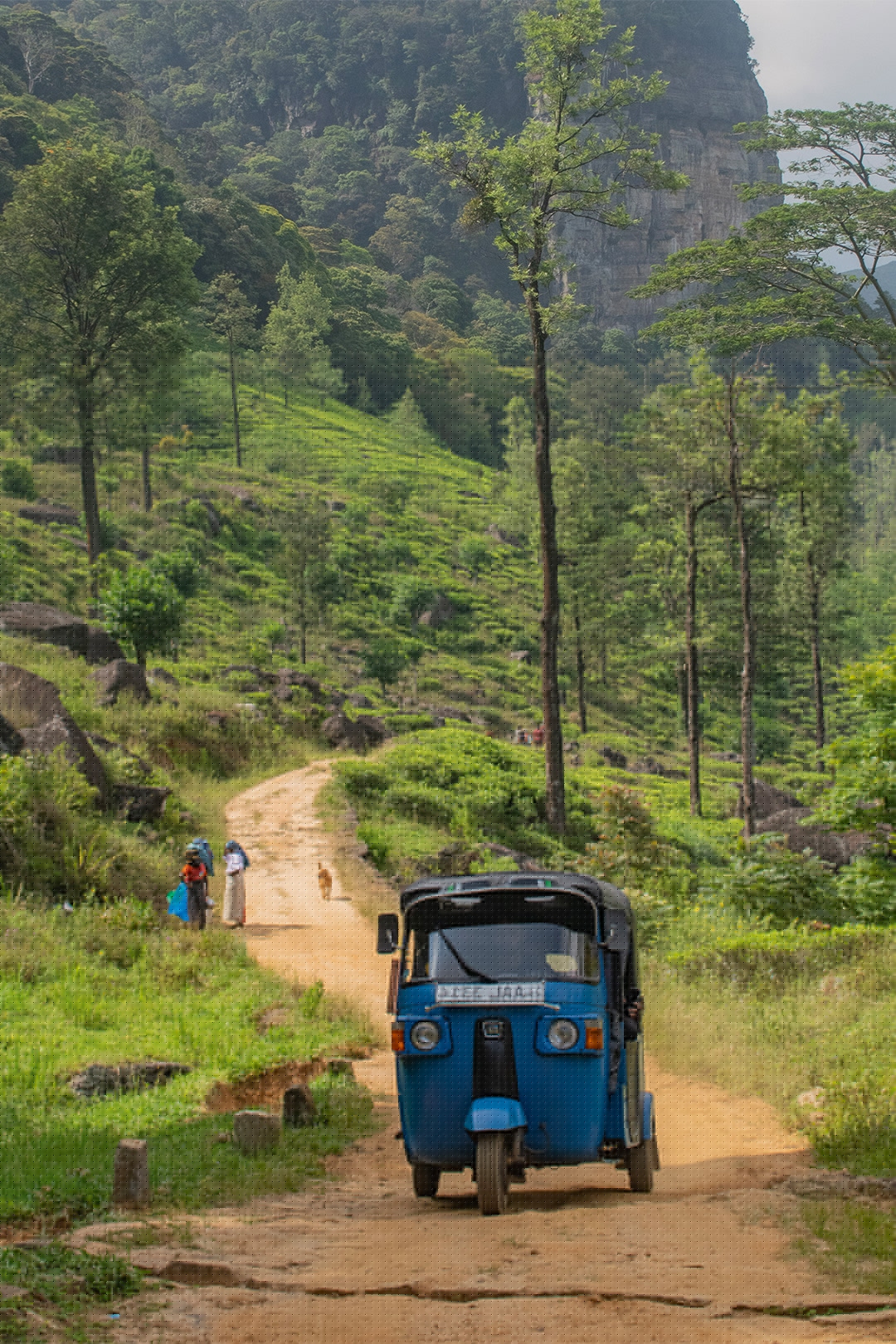 A blue tuk-tuk.