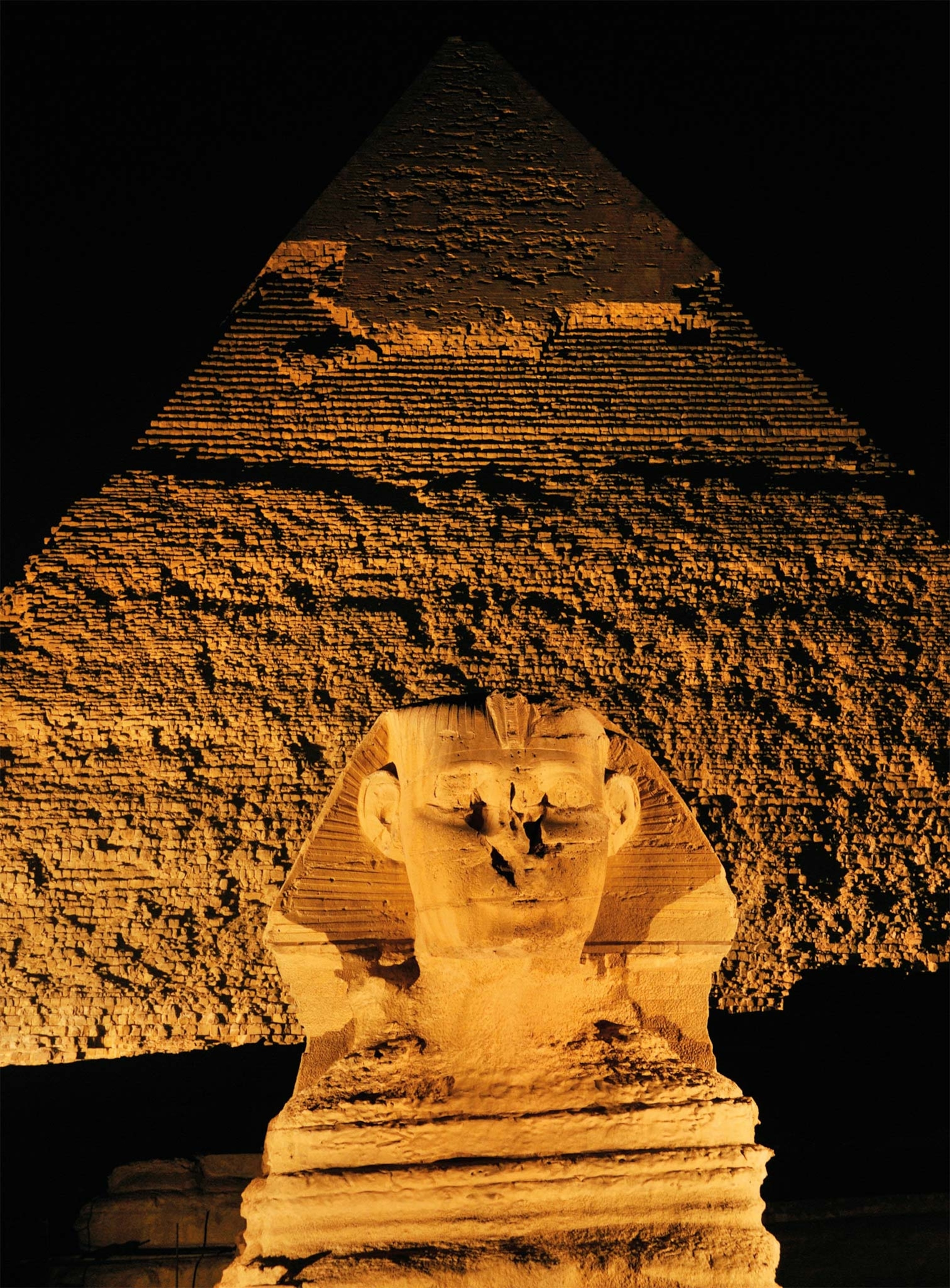 Built by the same pharaoh around 2540 B.C., the Sphinx and the pyramid of Khafre are two of Egypt’s most iconic sites.