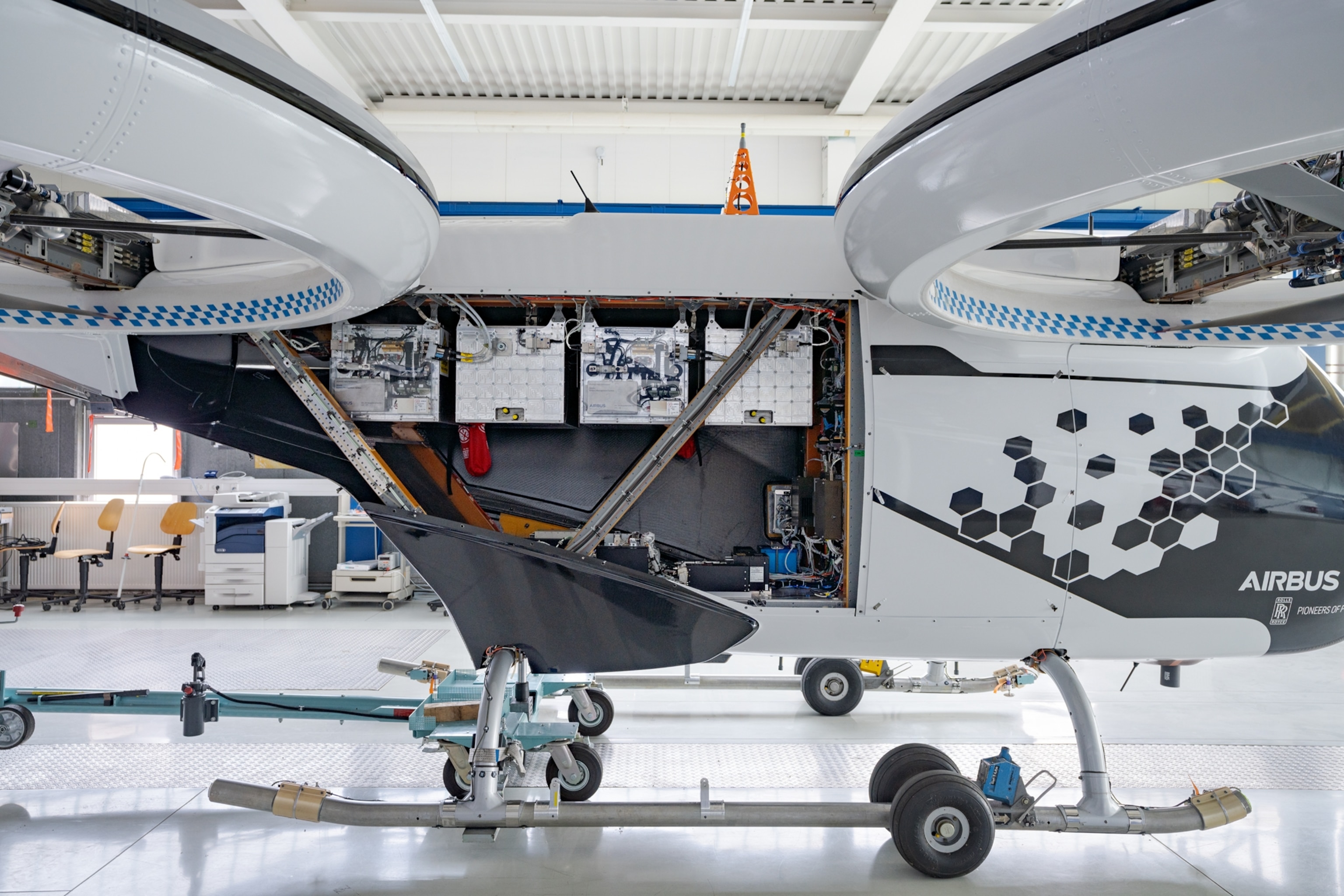 Picture of all-electric, four-seat, multicopter.