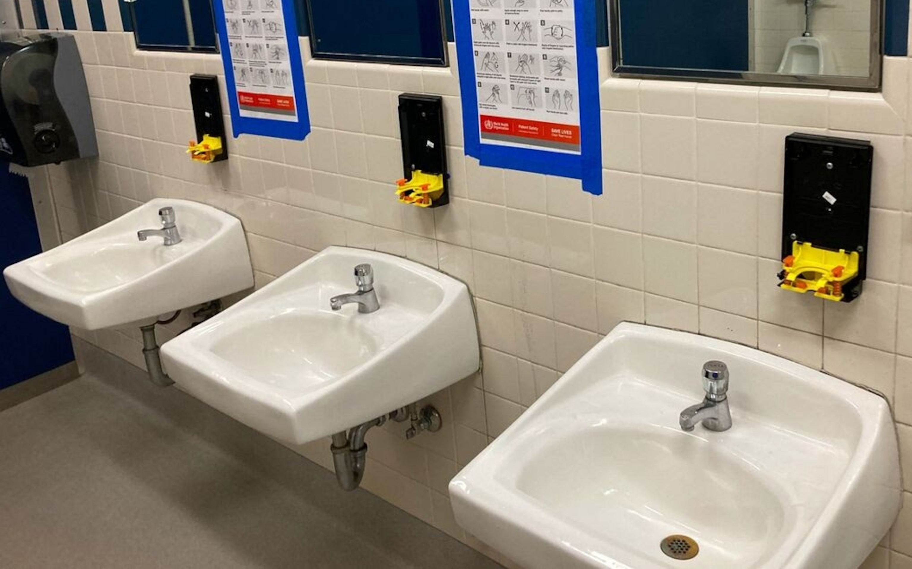 Restroom damage is shown at Harvet Park Middle School in Pleasanton. A viral social media challenge on TikTok has encouraged students in across the U.S. to post videos of themselves vandalizing school restrooms.