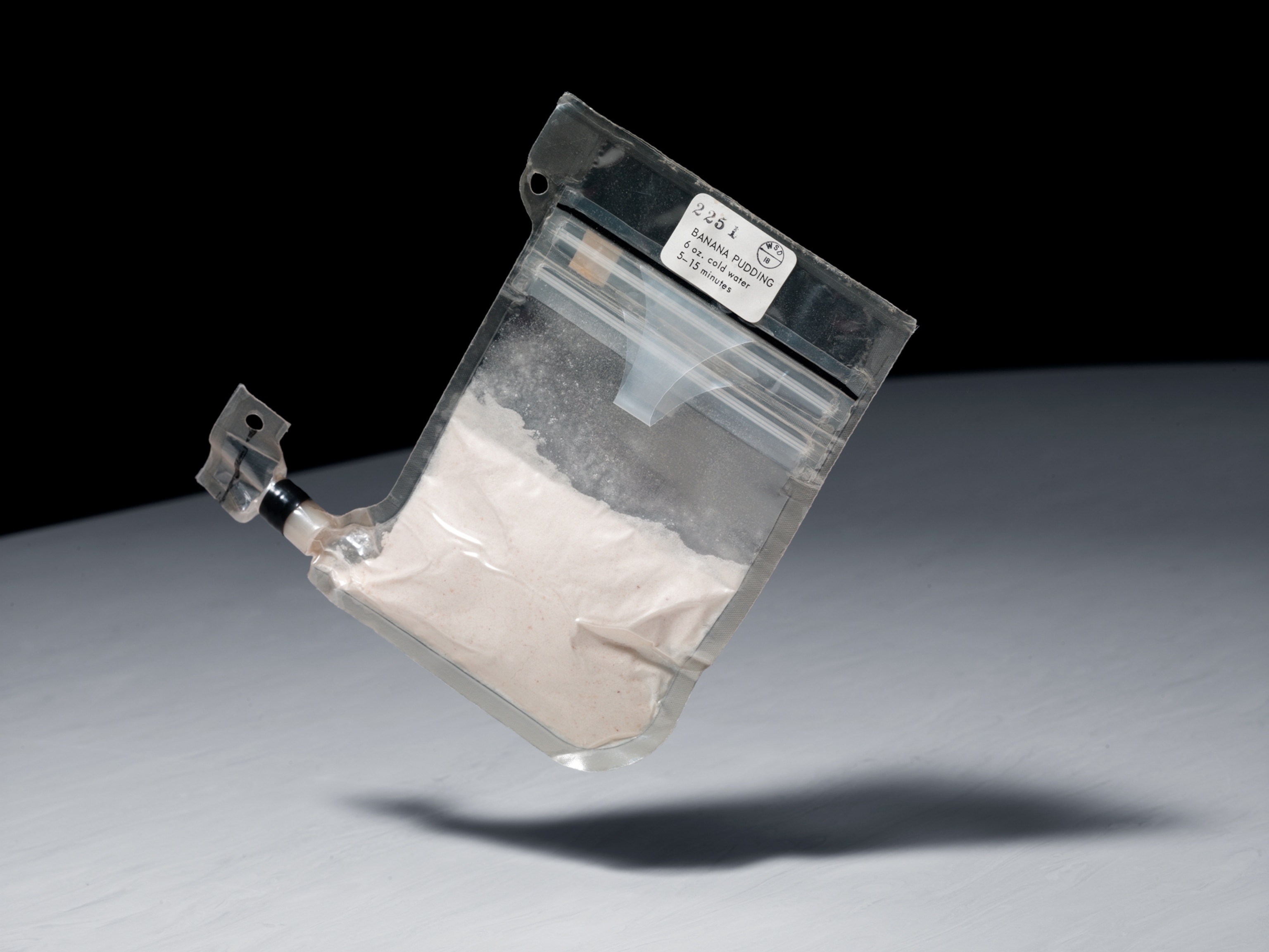 NASA food banana pudding in plastic container