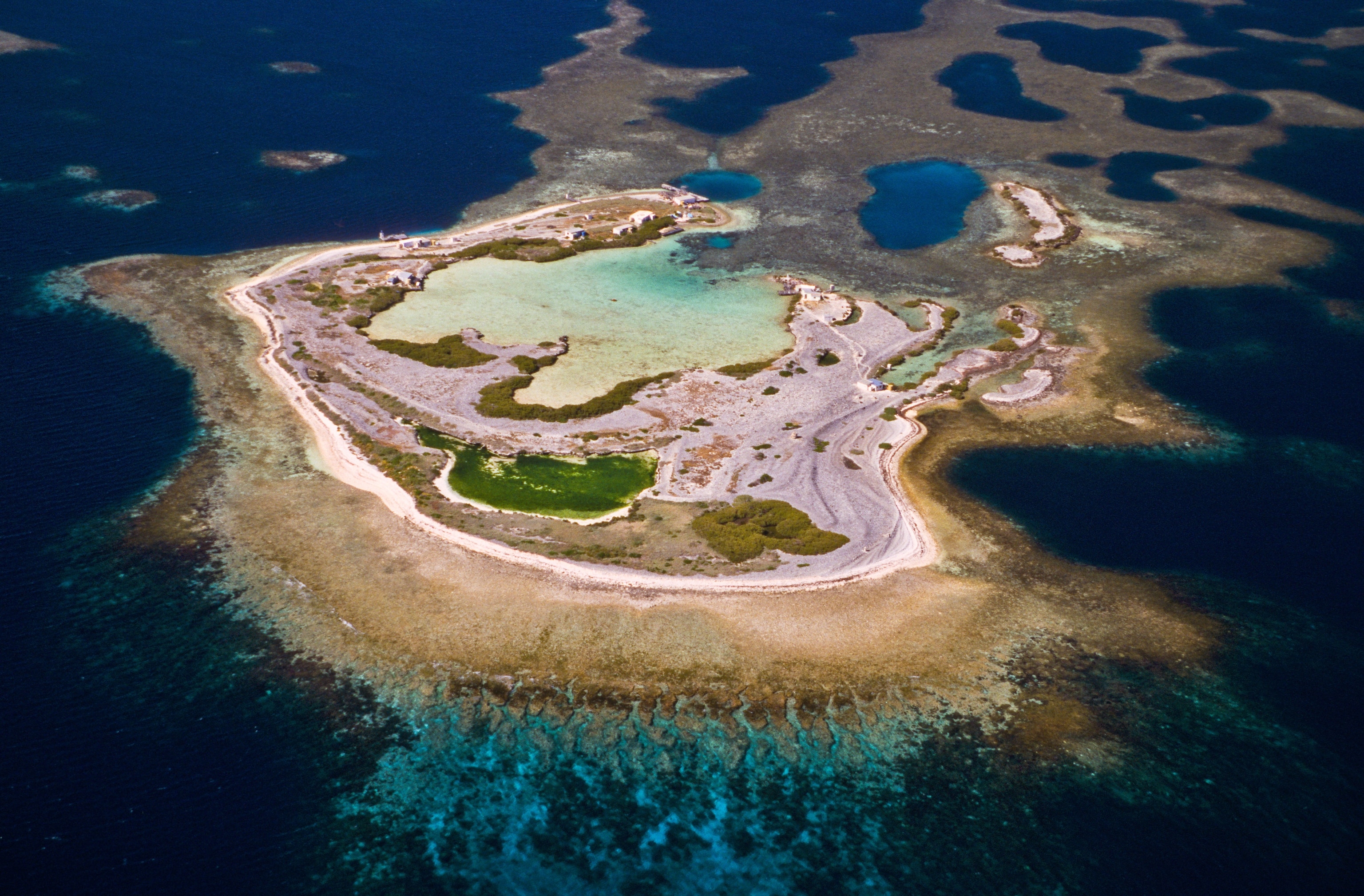 An aerial view of Houtman Abrolhos islands