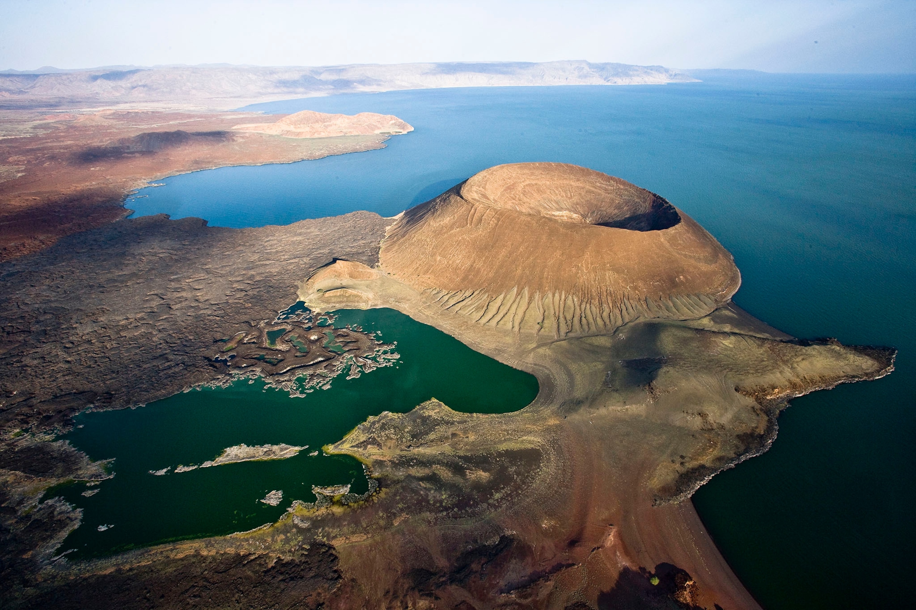 Stomach of the Elephant crater jutting into Lake Turkana