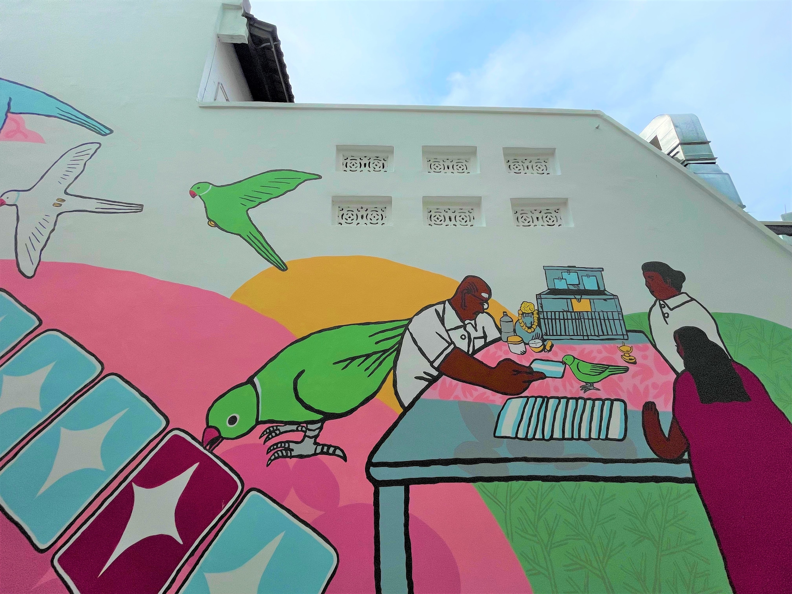Image of "The Sun Beaming" mural along Powell Road in Little India