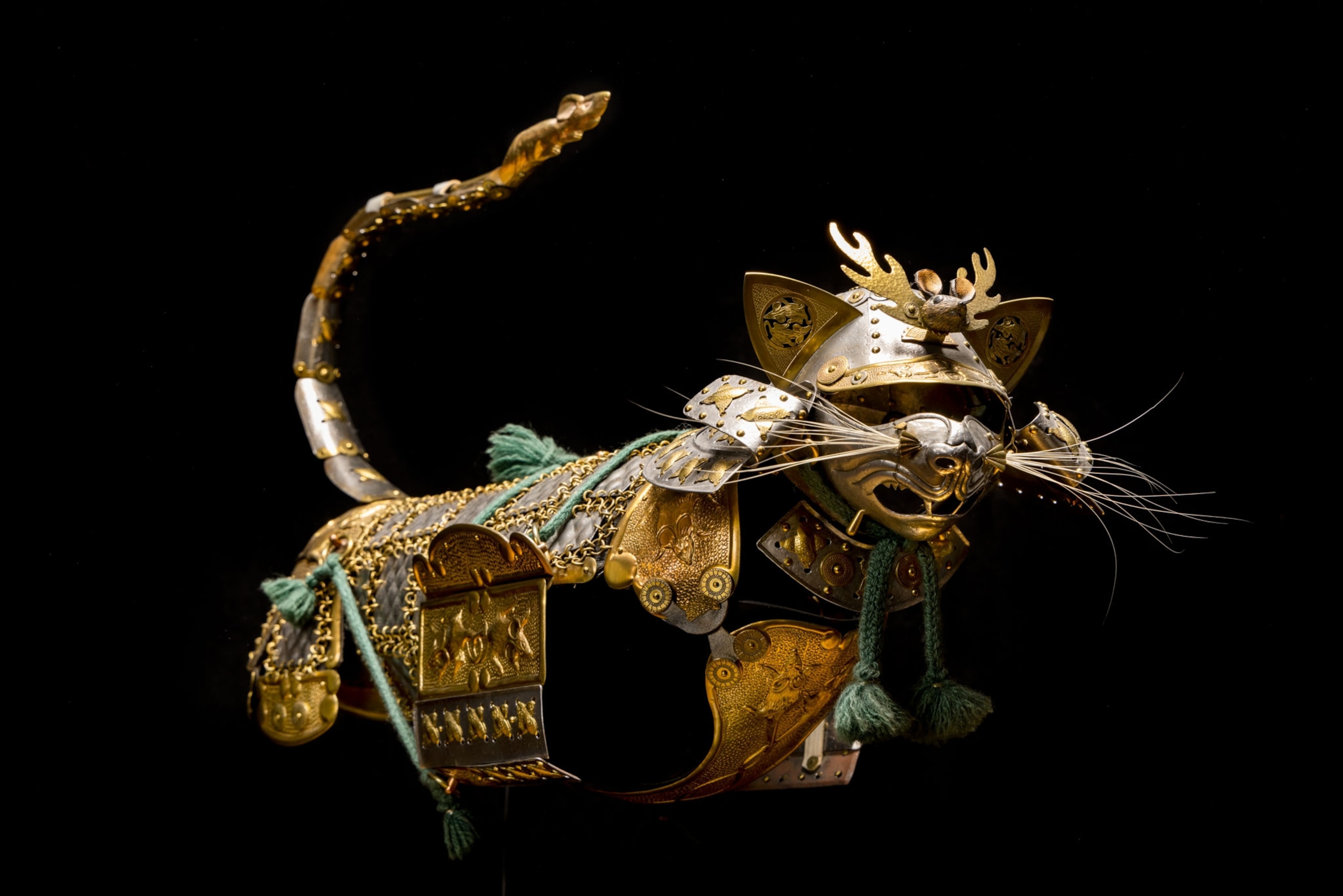 custom made cat armor on display