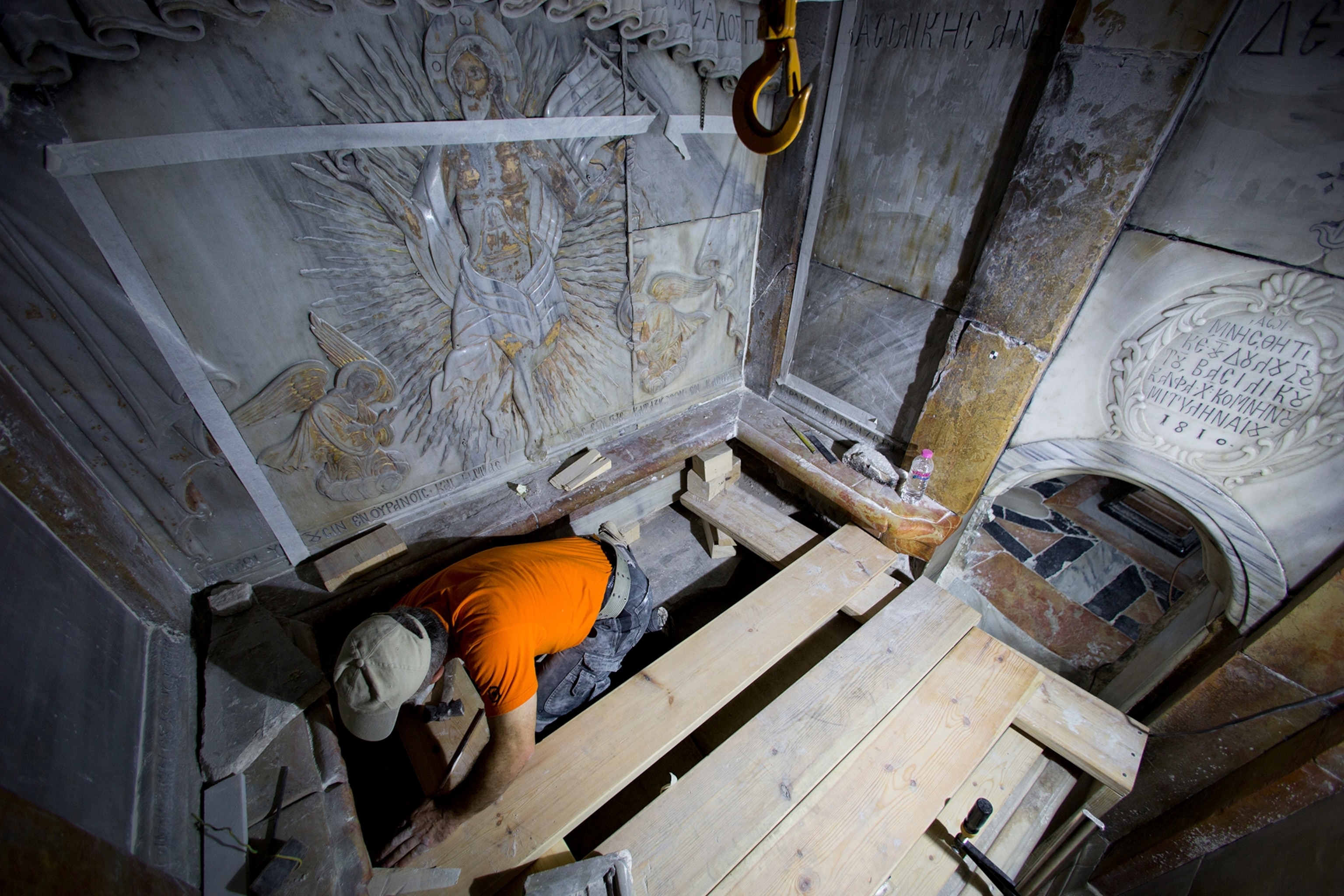 excavator opening tomb