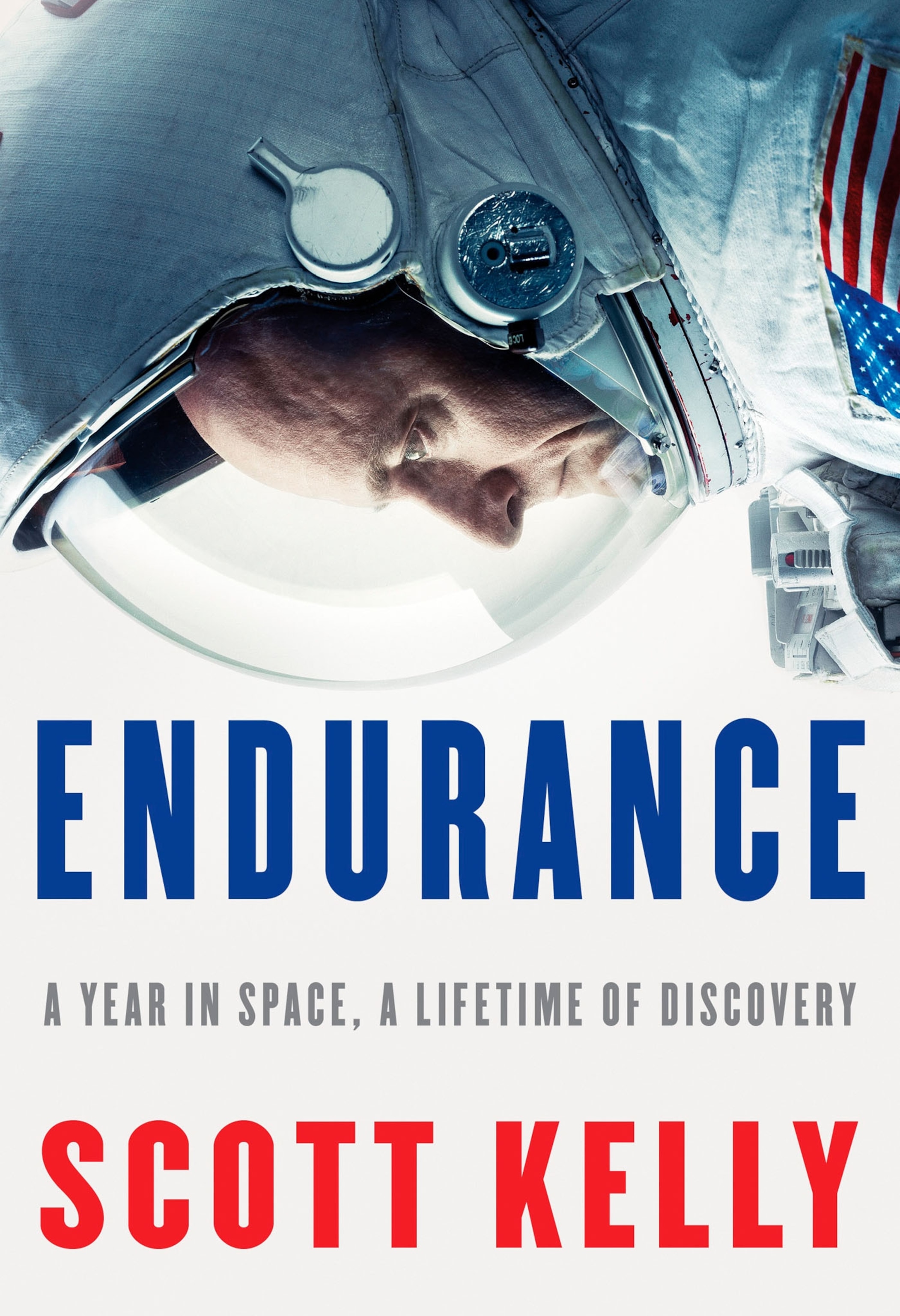 the cover of Scott Kelly's book with his head in a space helmet