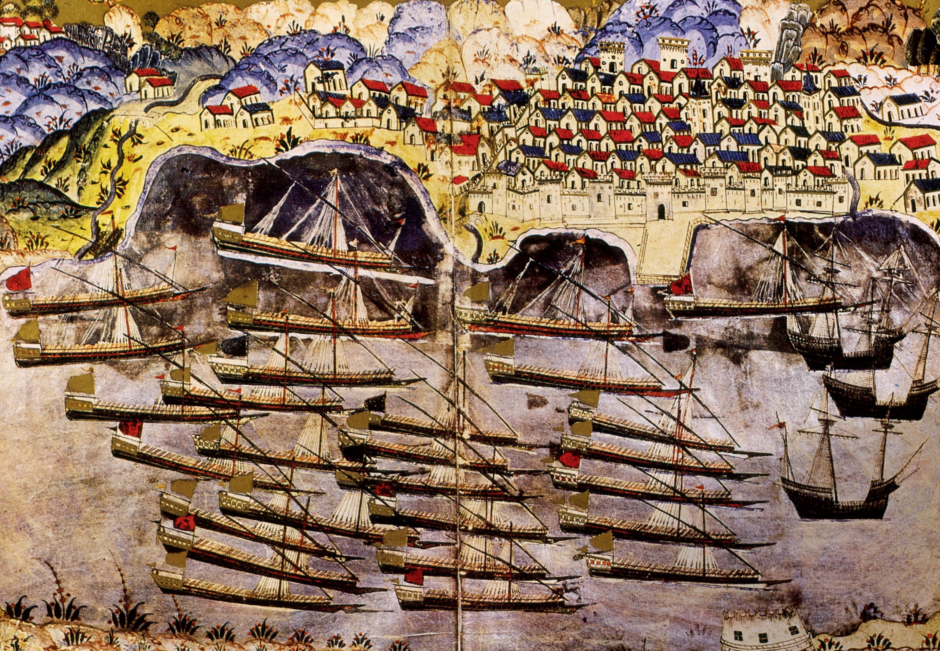 Painting of Barbarossa's fleet at the allied French port of Toulon