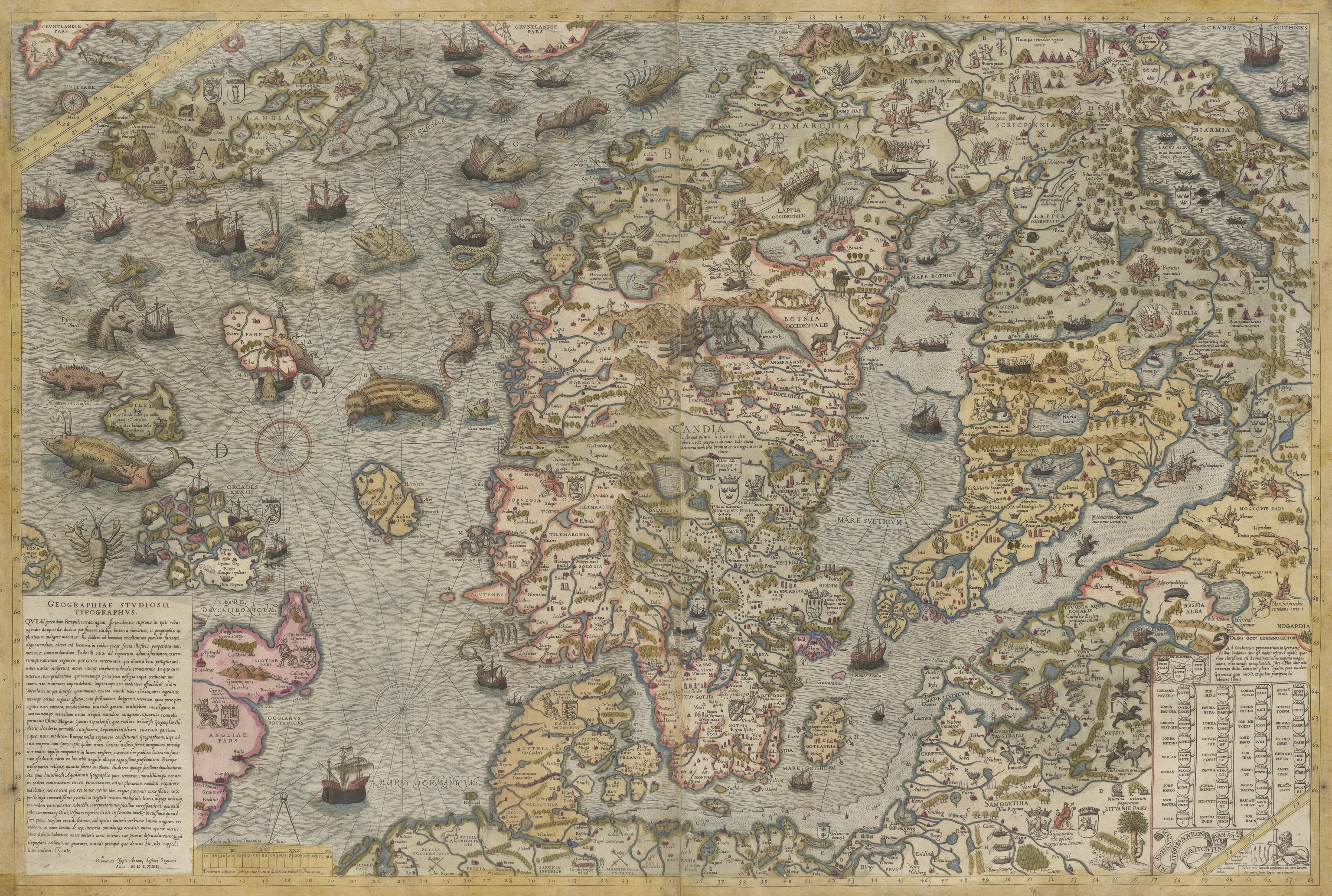 A map that illustrates monsters at sea.
