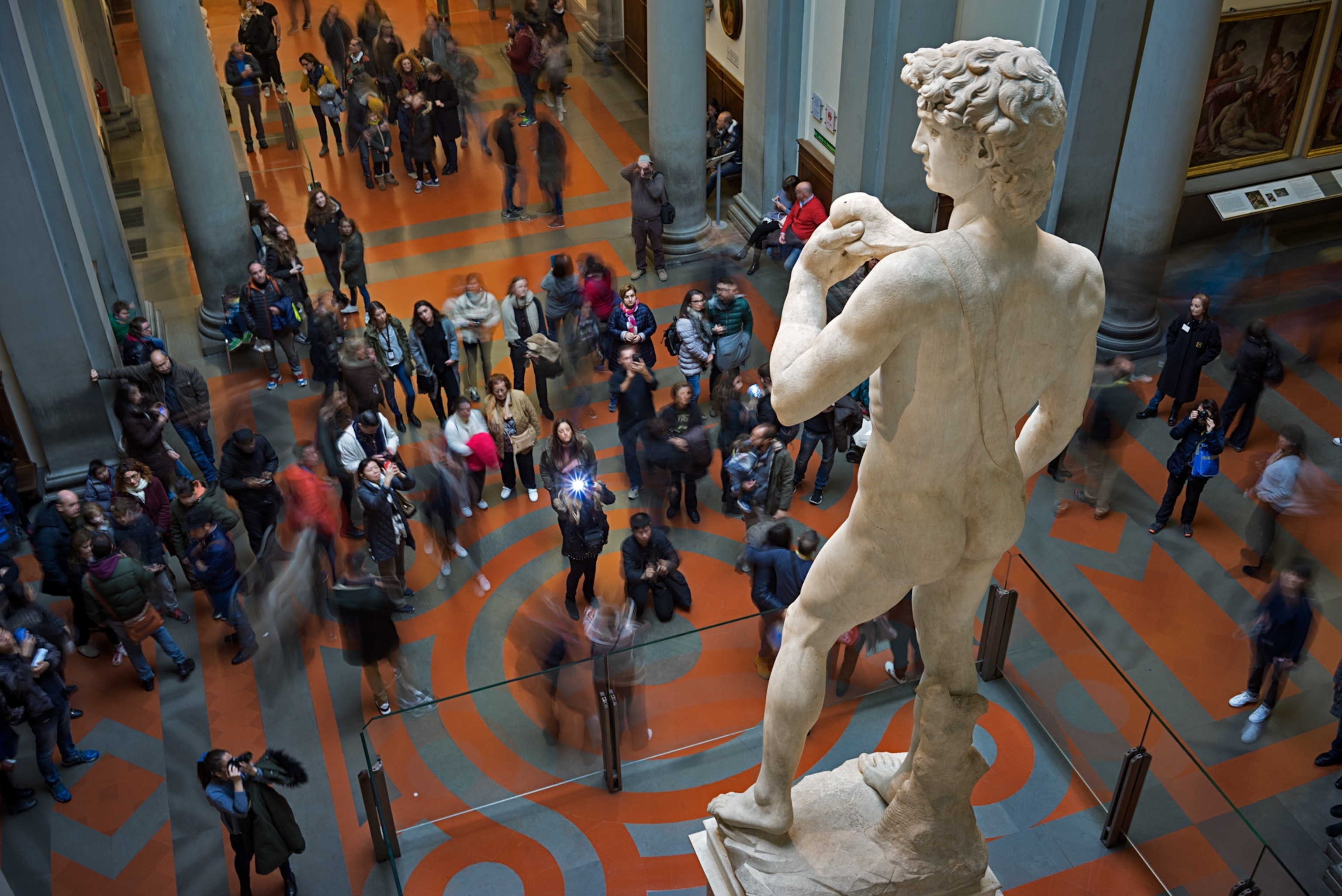 sculpture of David by Michelangelo at the Galleria dell’Accademia in Florence, Italy.