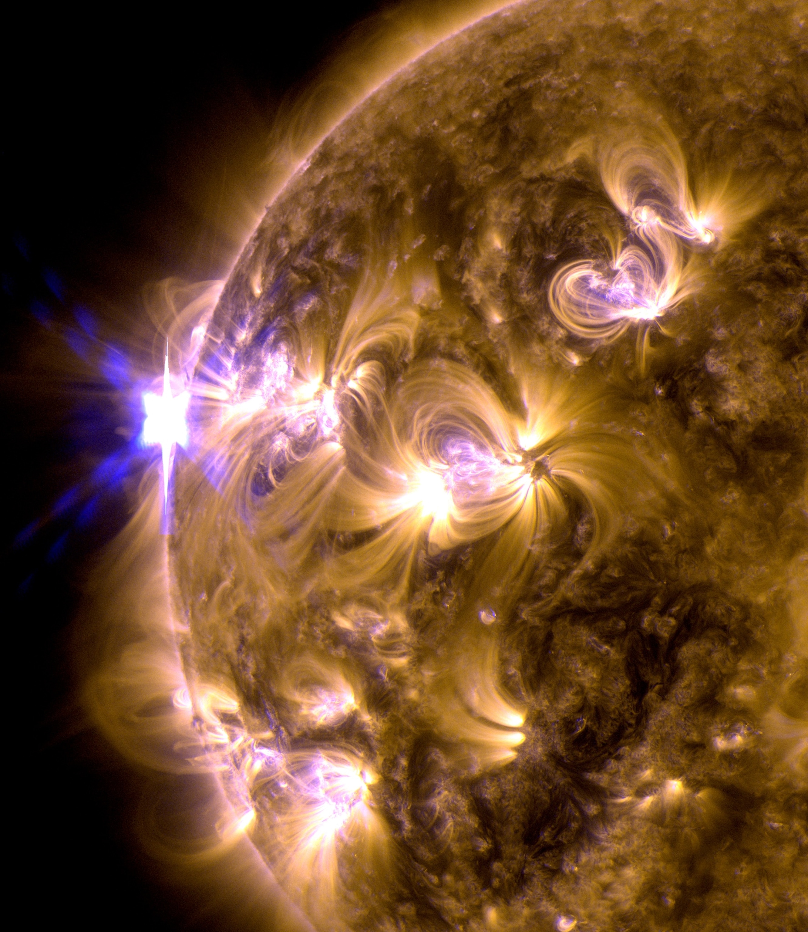 an intense solar flare given off by the sun on May 12