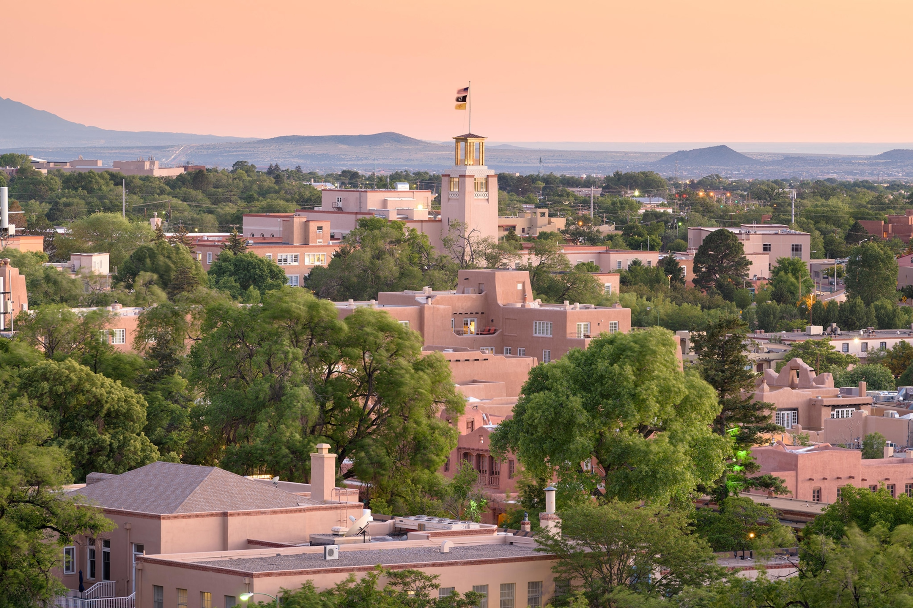 the skyline of Santa Fe, New Mexico