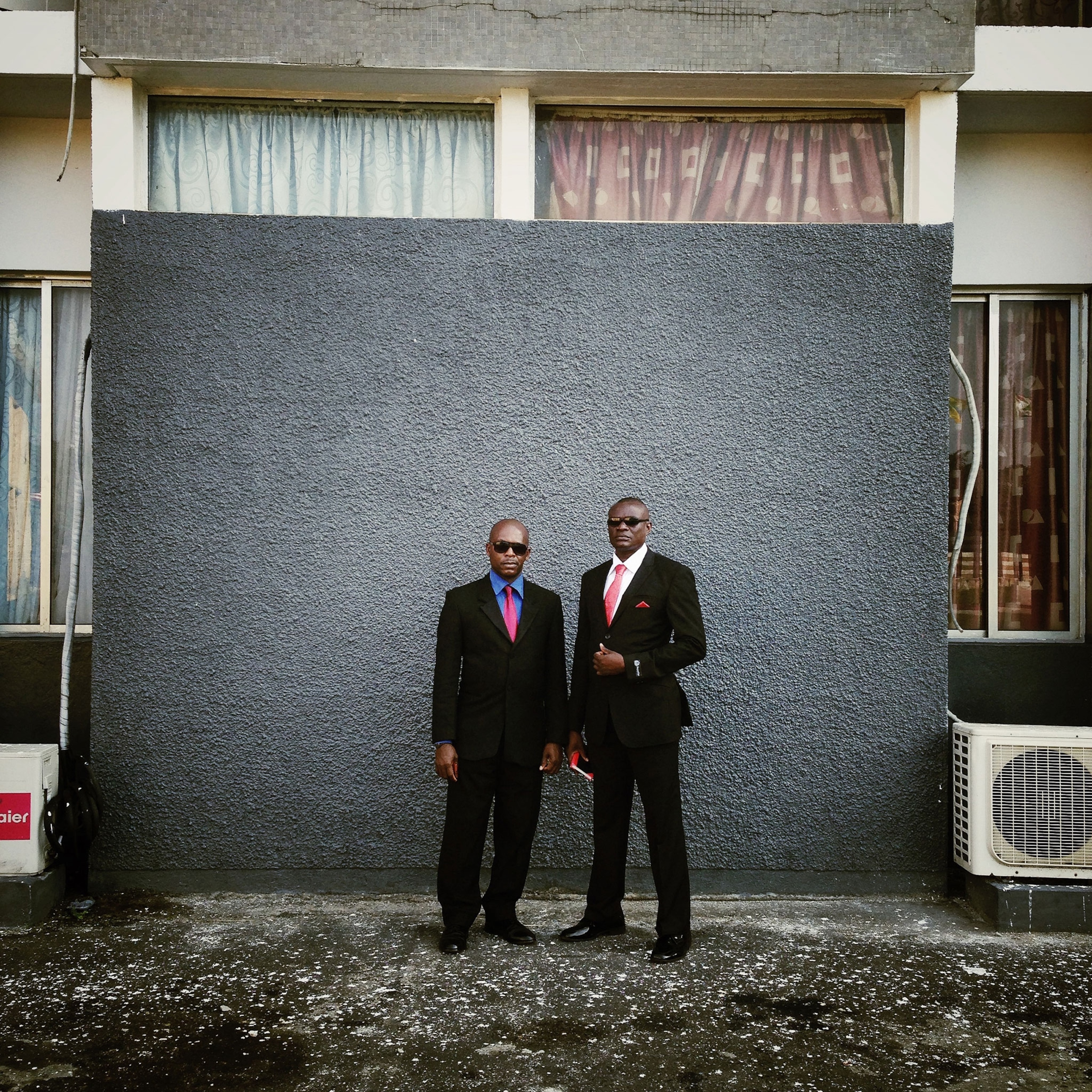 security personnel pose for a portrait in Monrovia, Liberia