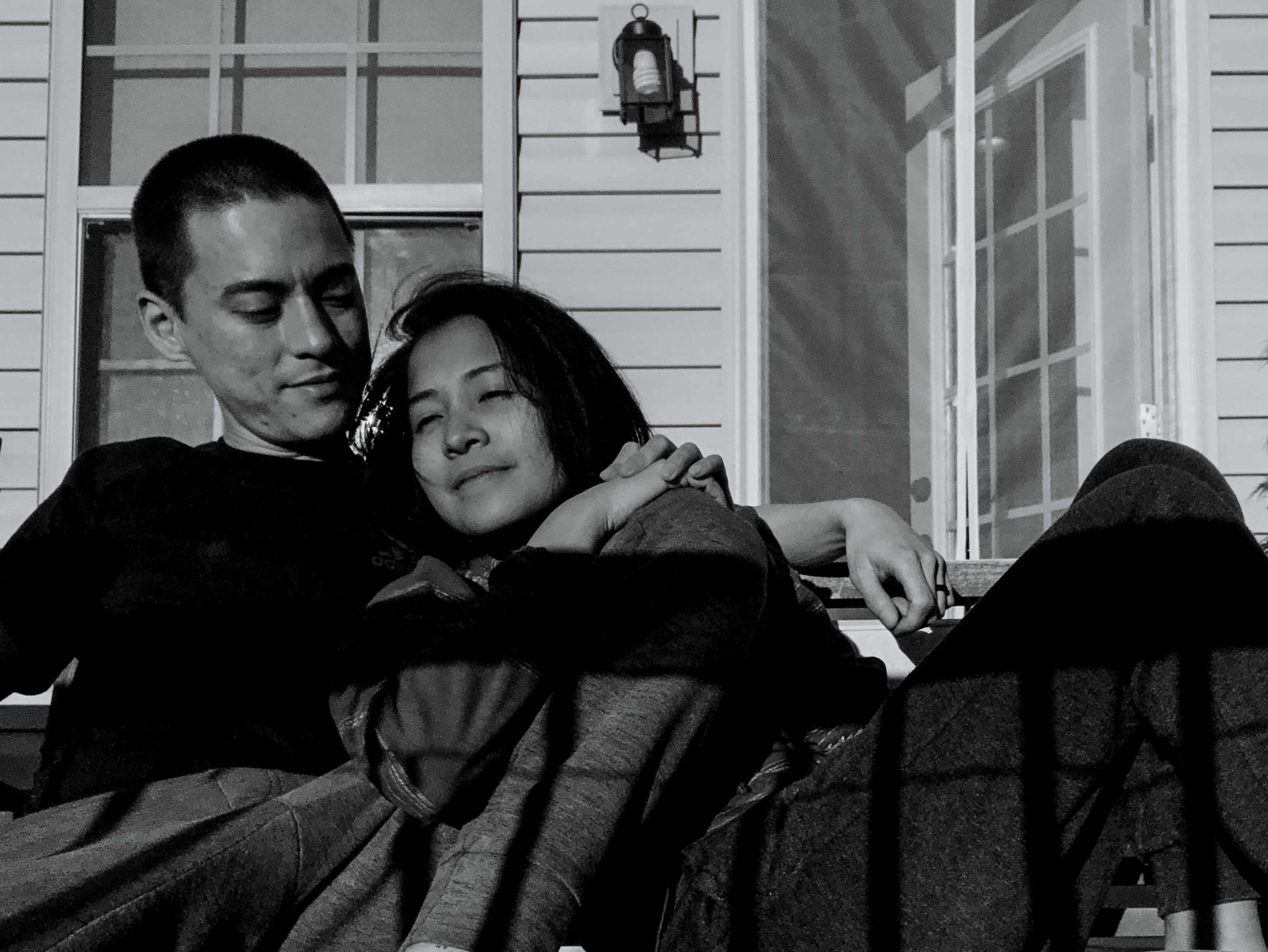 a husband and wife relaxing