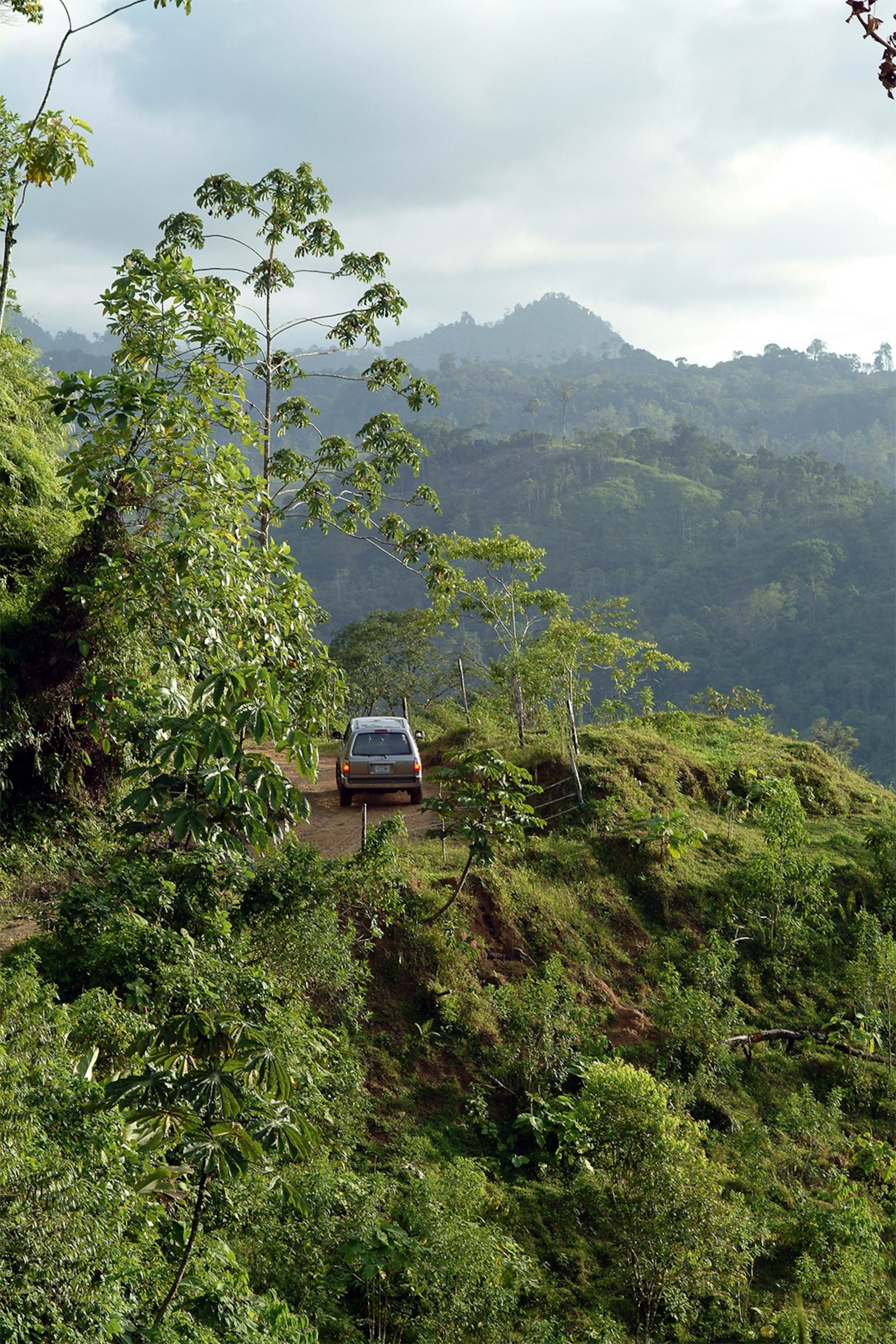 Driving through the Costa Rican hills.