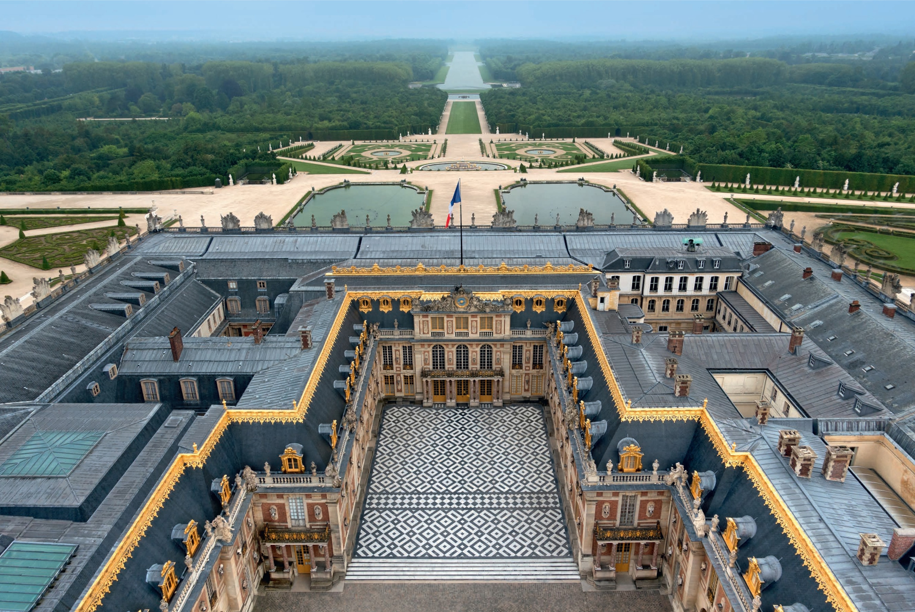 aerial view of Palace of Versailles