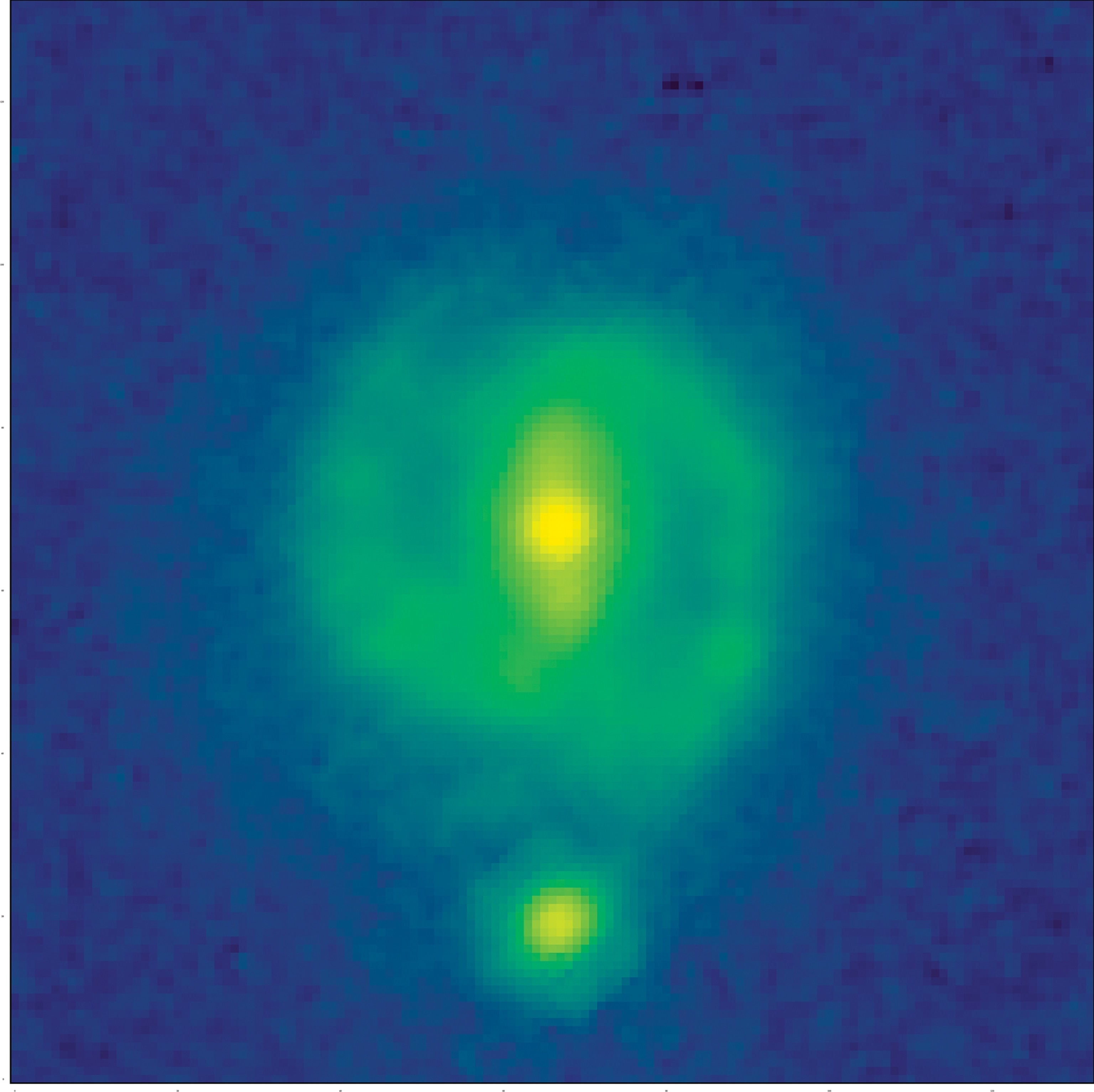 Green swirl of light with with yellow star in the center and cobalt blue surrounding.