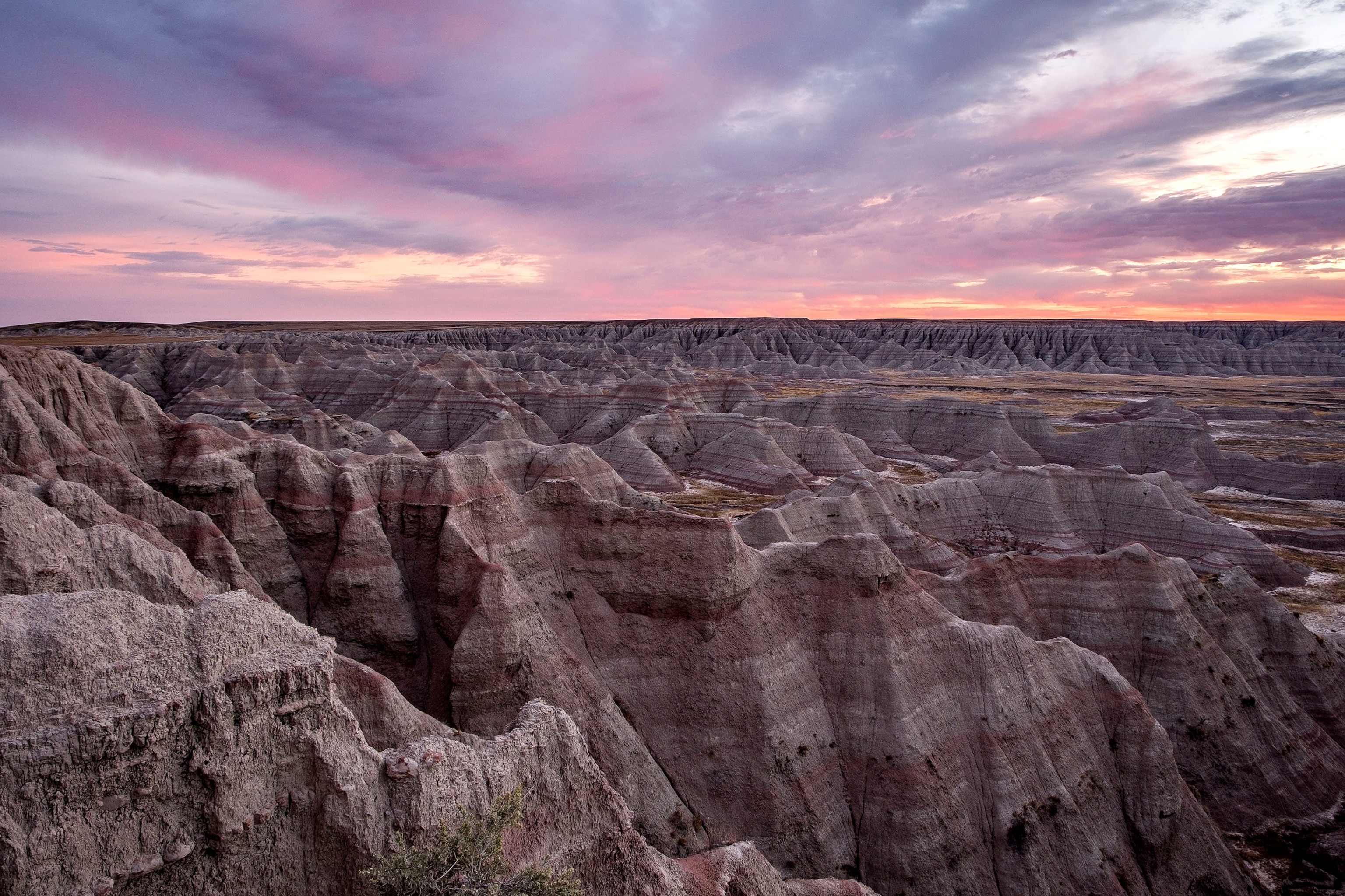 sunset in Badlands National Park, South Dakota