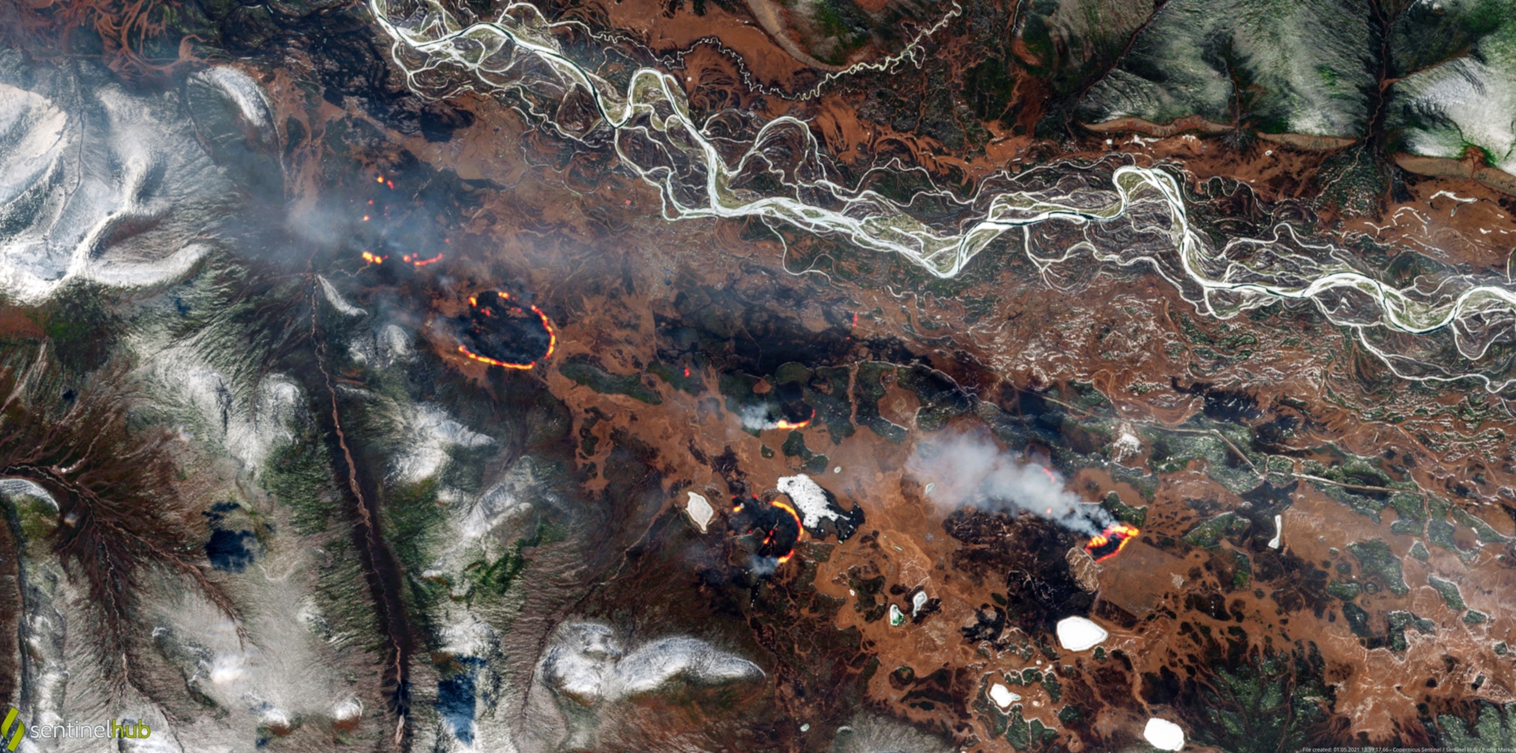 Wildfires near Oymyakon, Sakha Republic, Russia