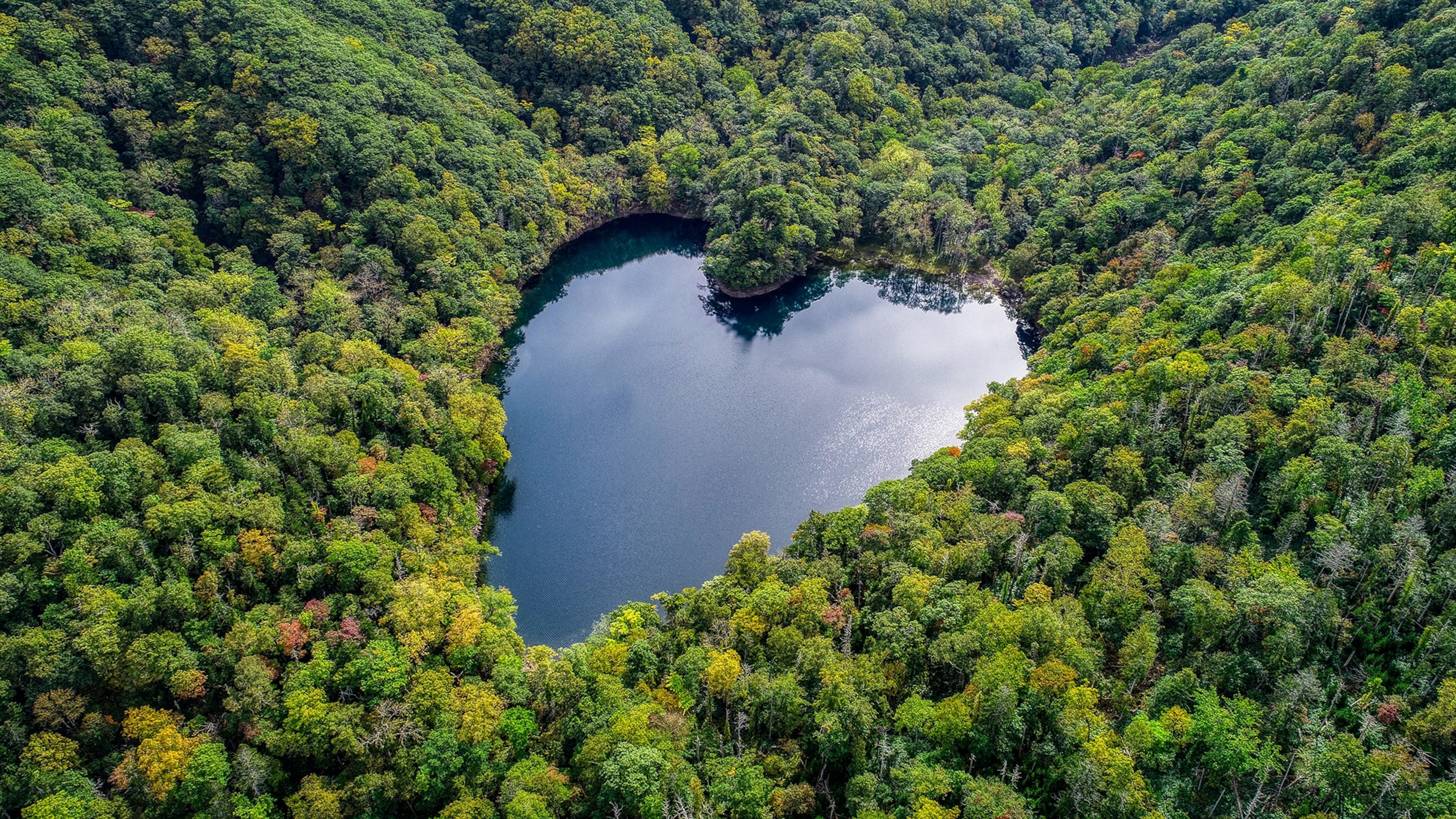 an aerial view of Lake toyoni in hokkaido, Japan