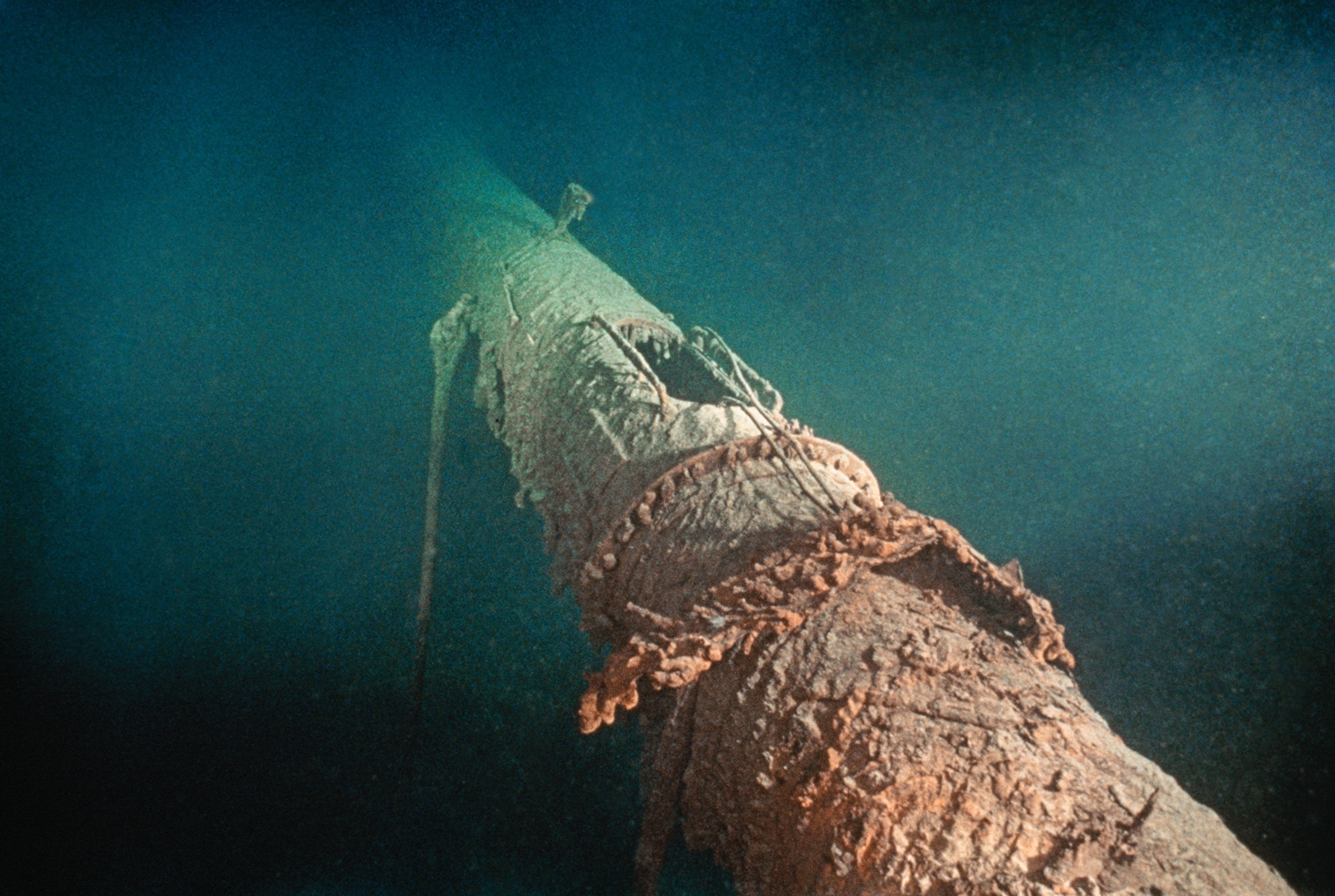 What remains of the Titanic’s foremast, from where, more than 108 years ago, lookout Frederick Fleet spotted the iceberg that would be the mighty ship’s demise.
