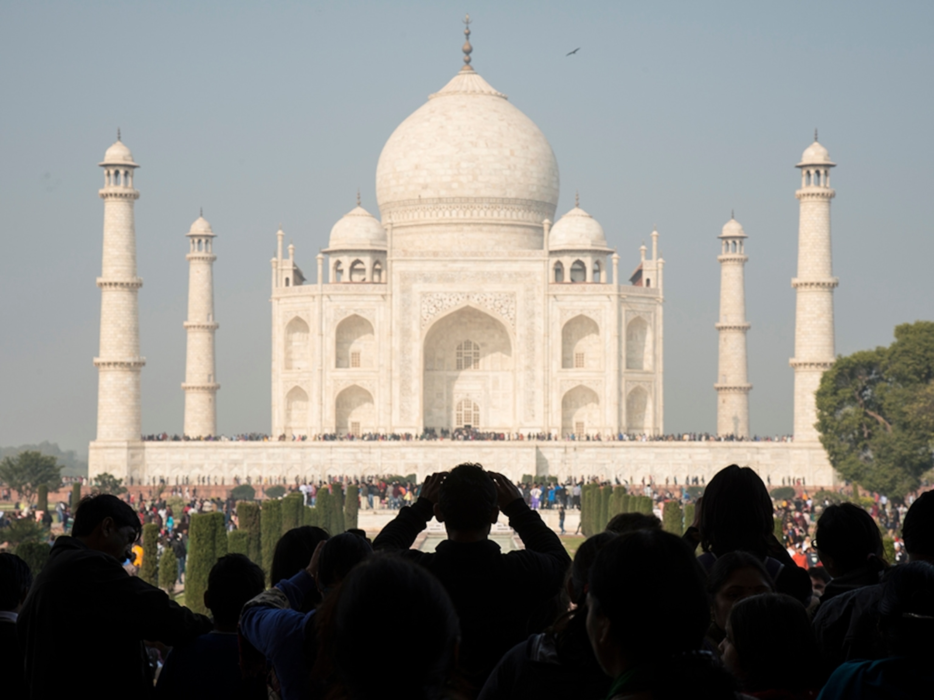 tourists at the Taj Mahal in Agra, India