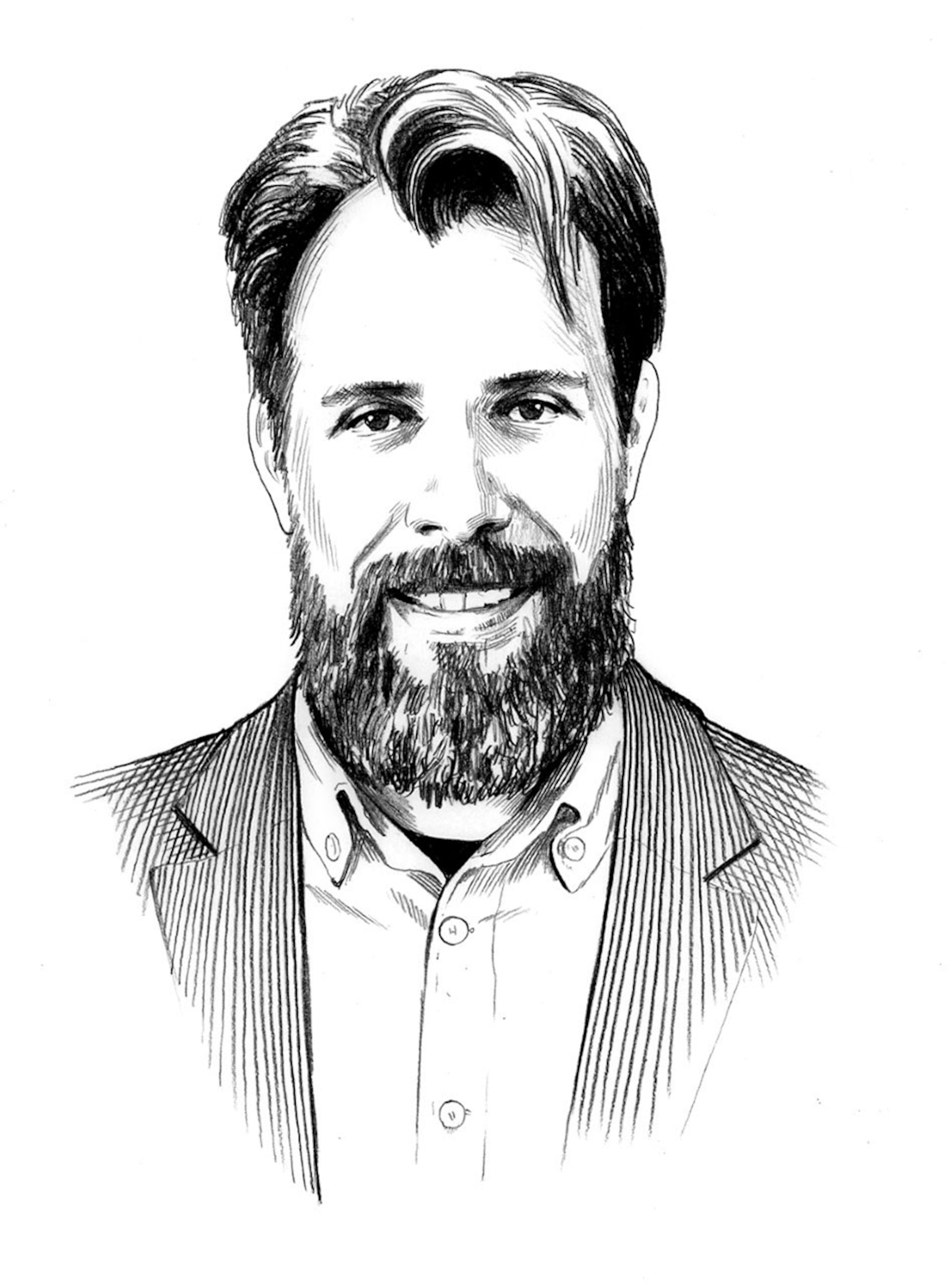 Illustration of a man with a beard and mustache