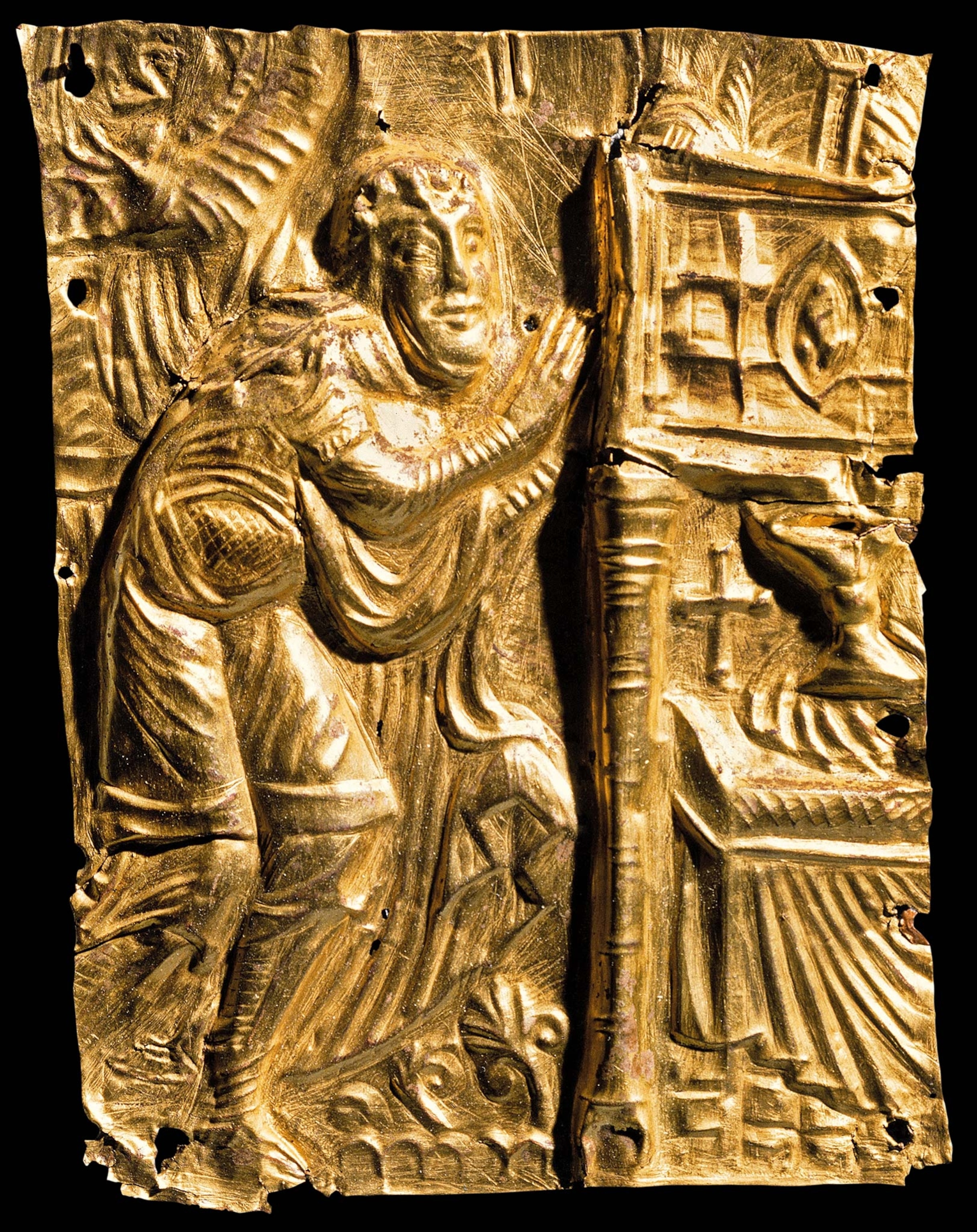 Harald proclaims his Christian faith on a gilt bronze relief from Tamdrup.