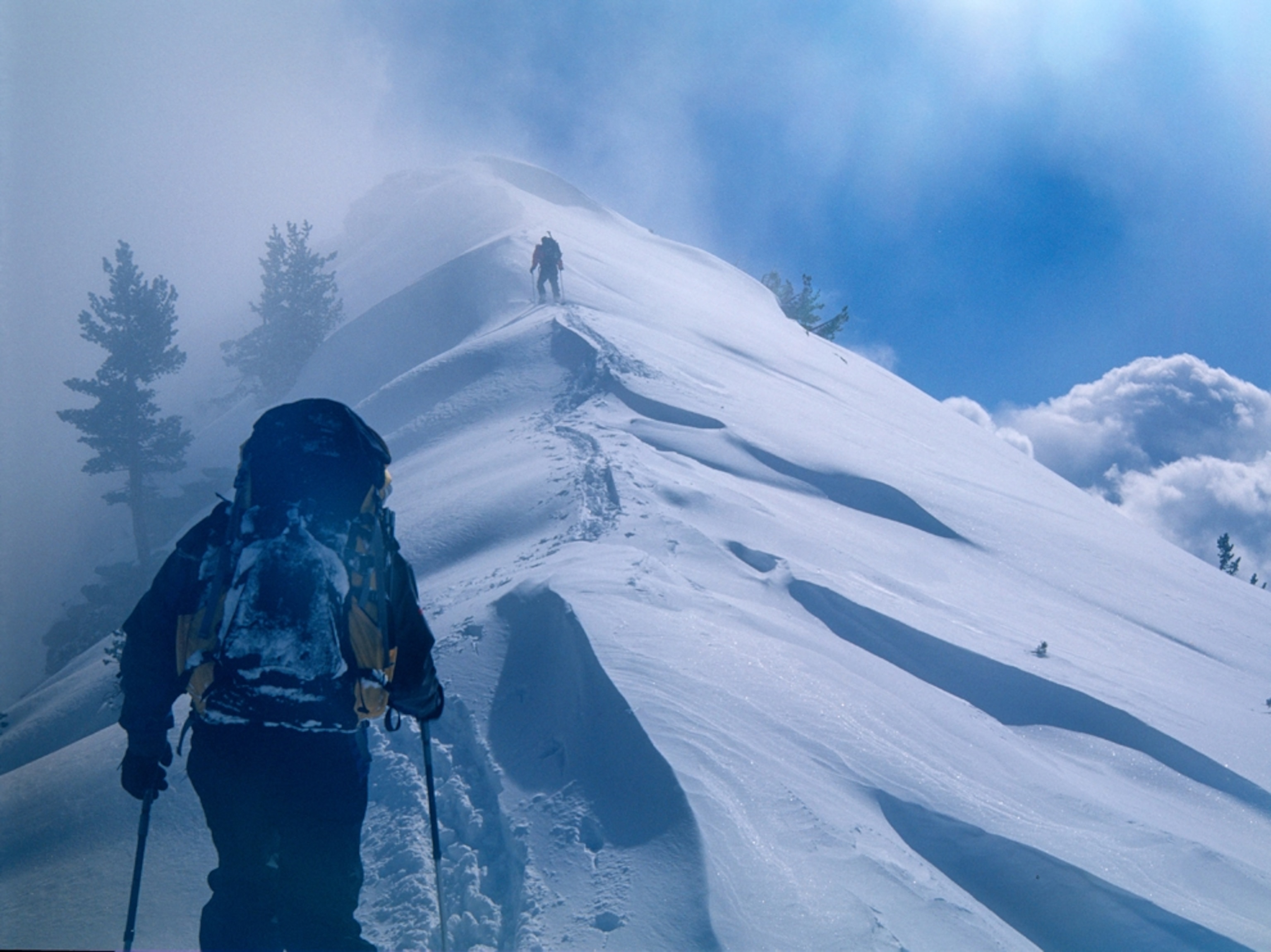 skiers on Clouds Rest Trail, Yosemite National Park