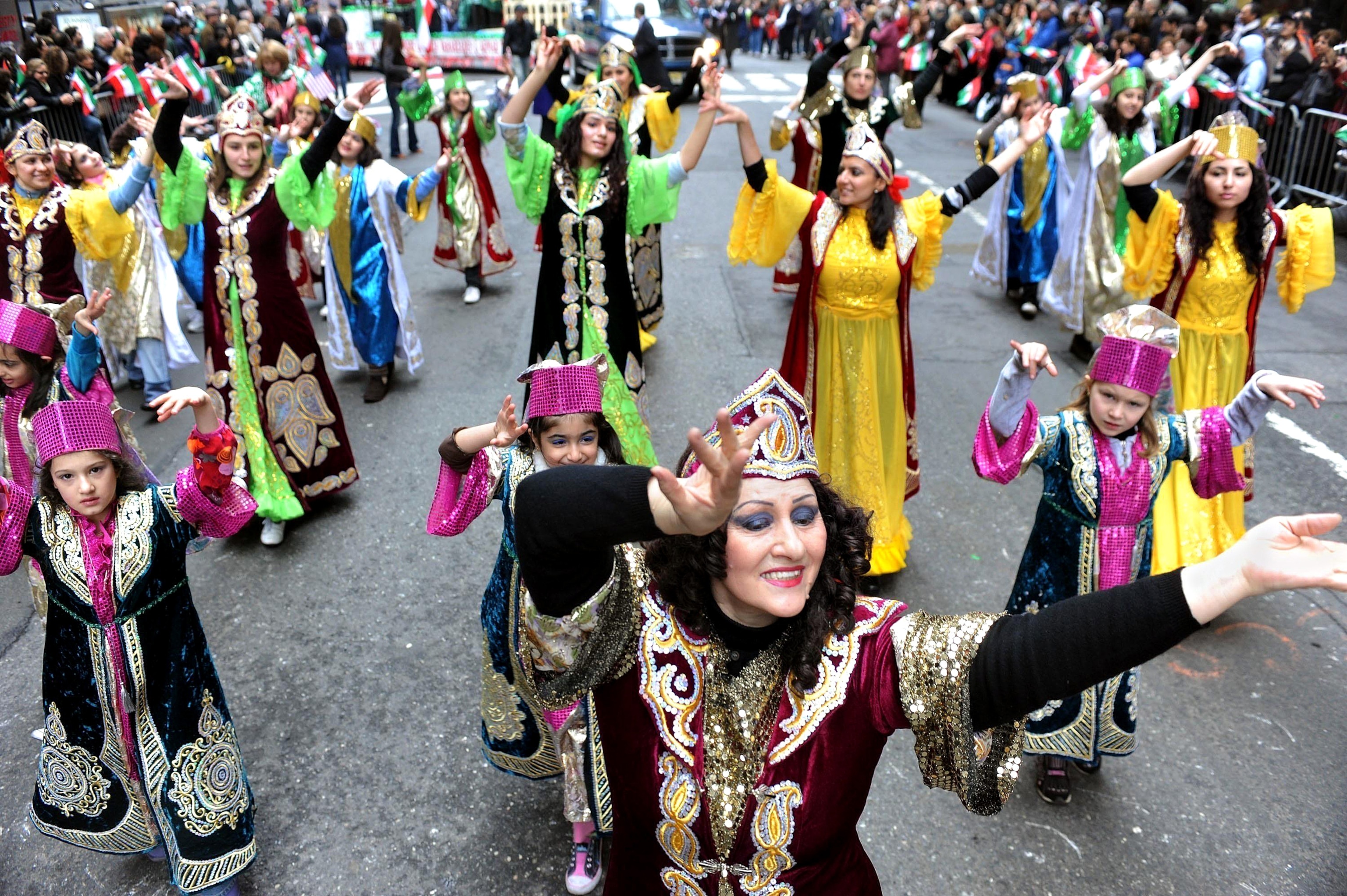 dancers in a Persian New Year parade in New York City