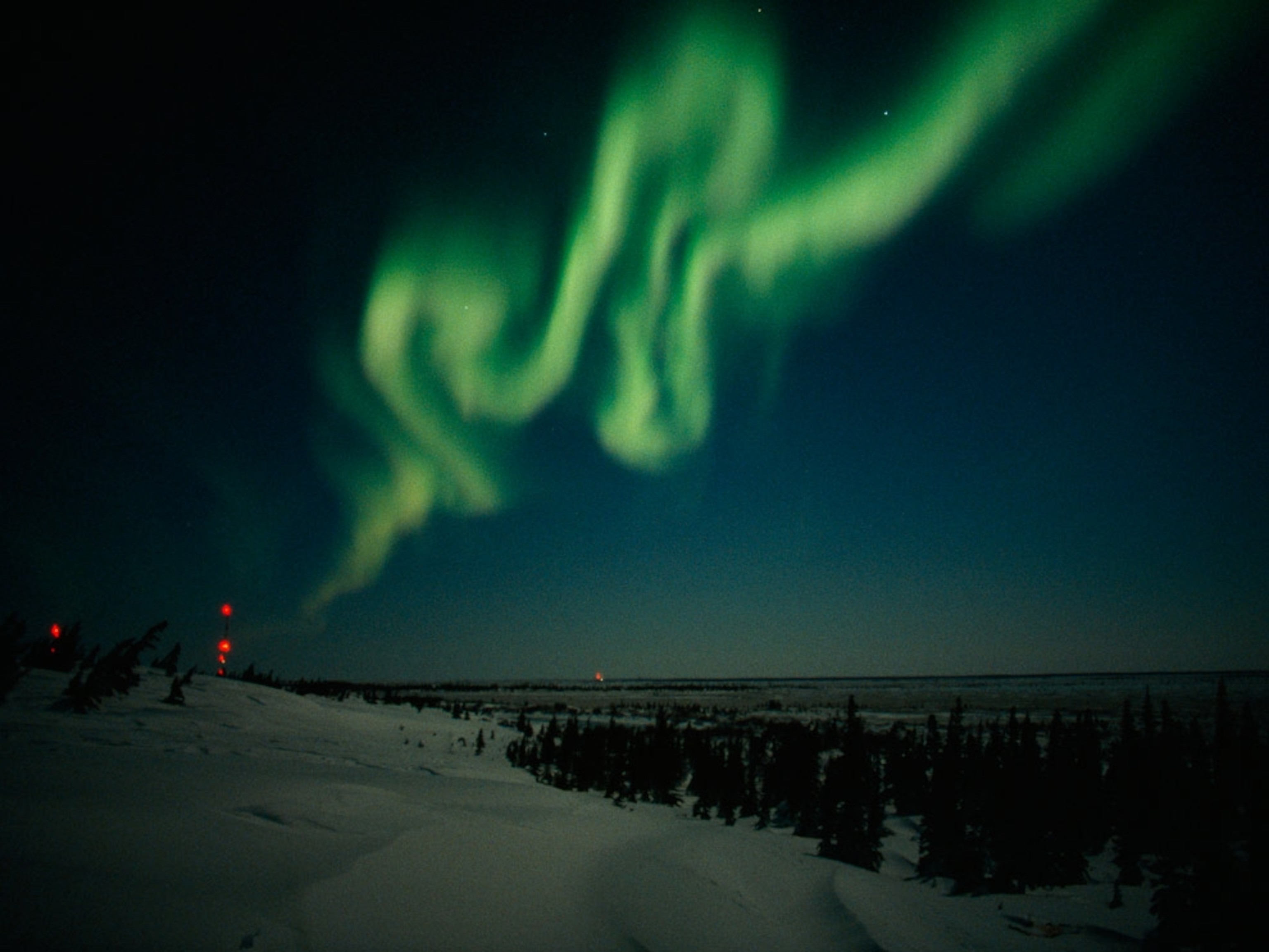a green aurora over Churchill, Manitoba