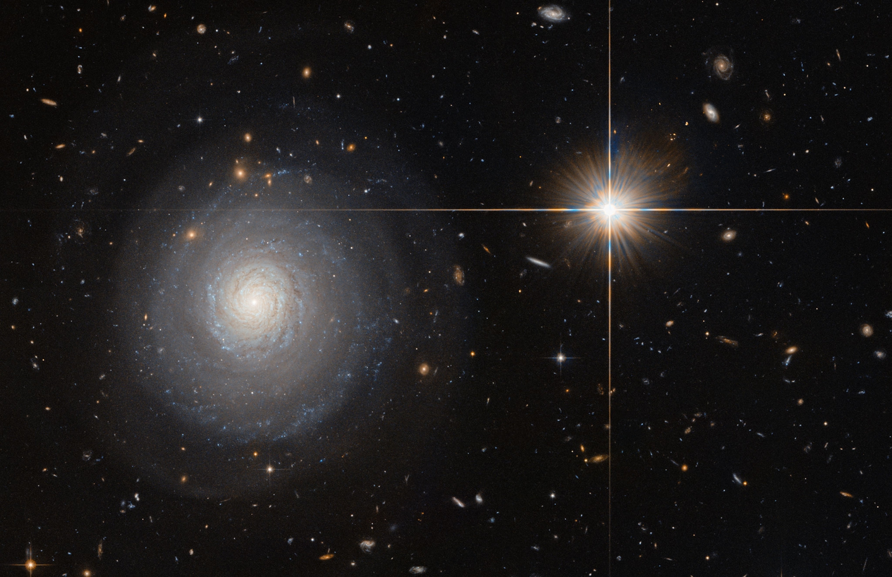 a distant galaxy and a starburst