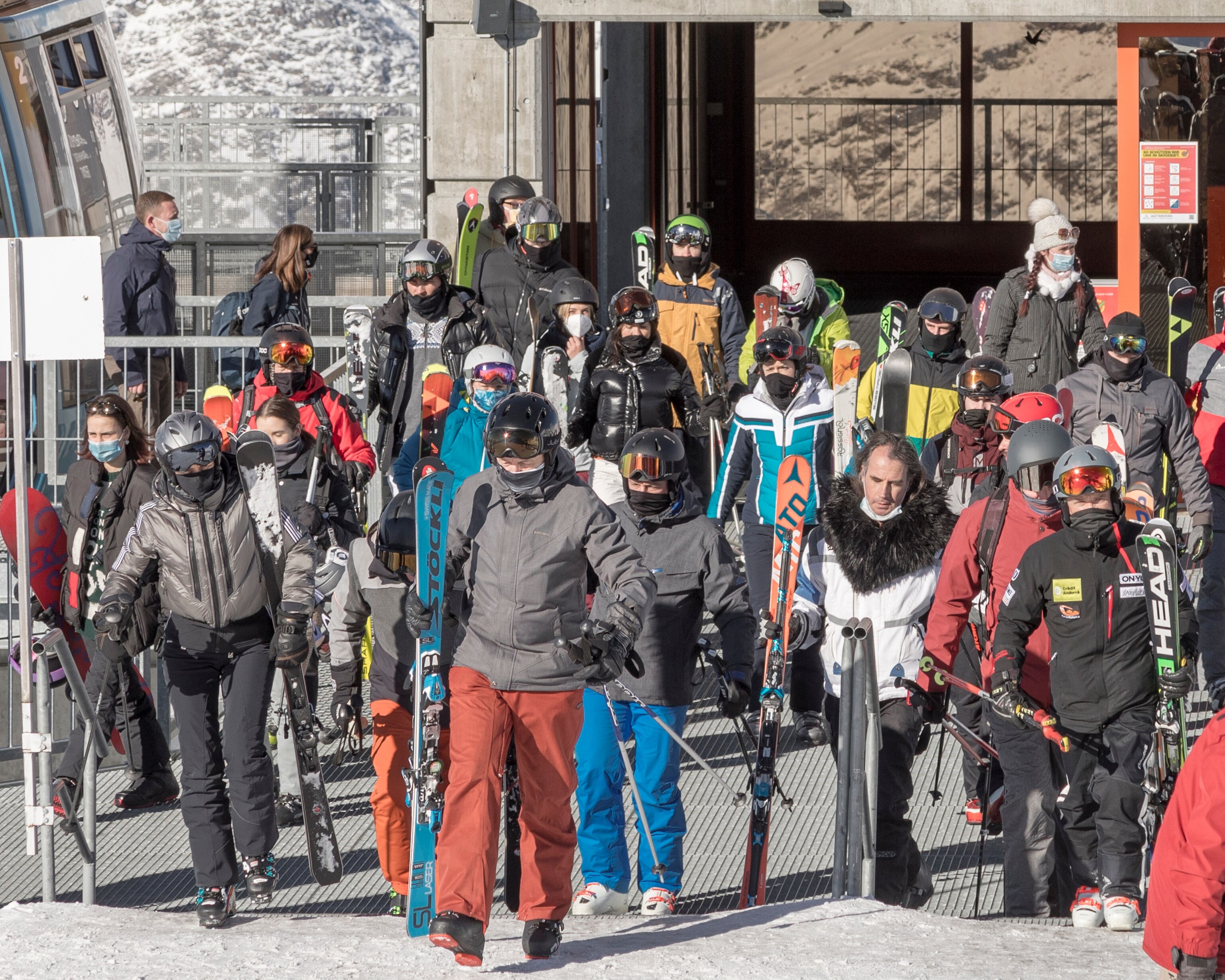 many tourists present at ski slopes in Switzerland