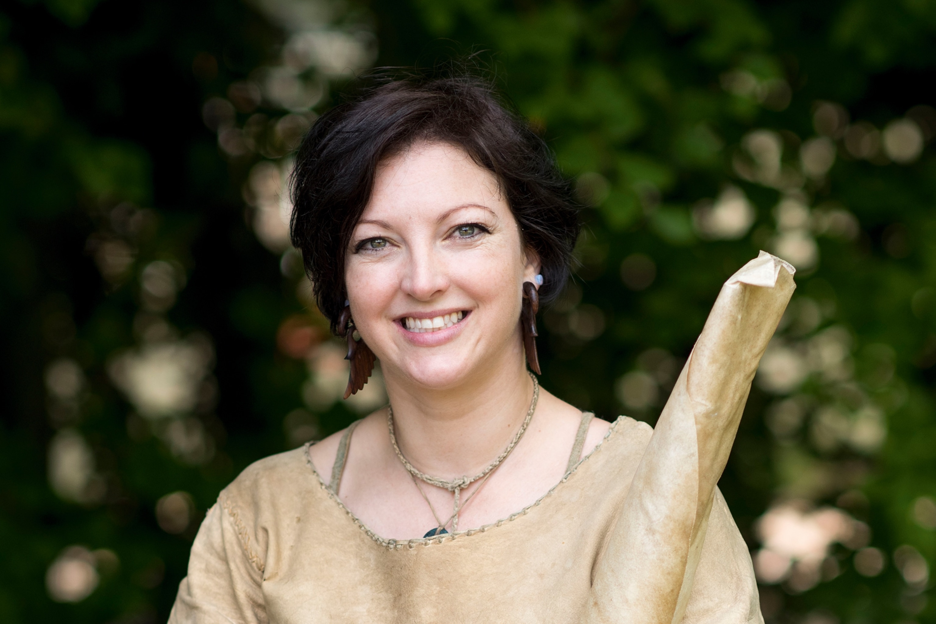 A woman with short dark hair