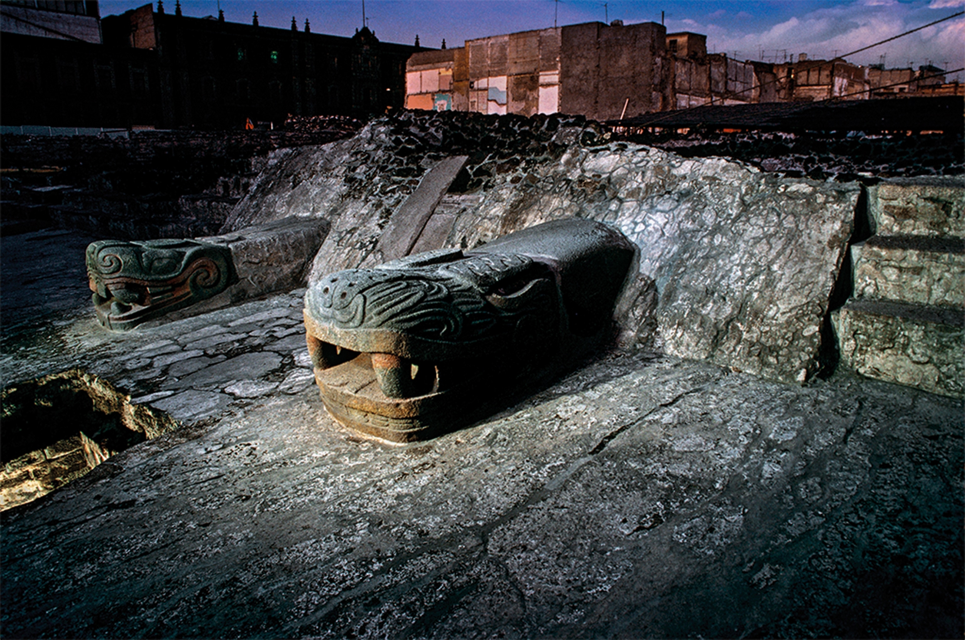 image of a feathered serpent at the temple mayor